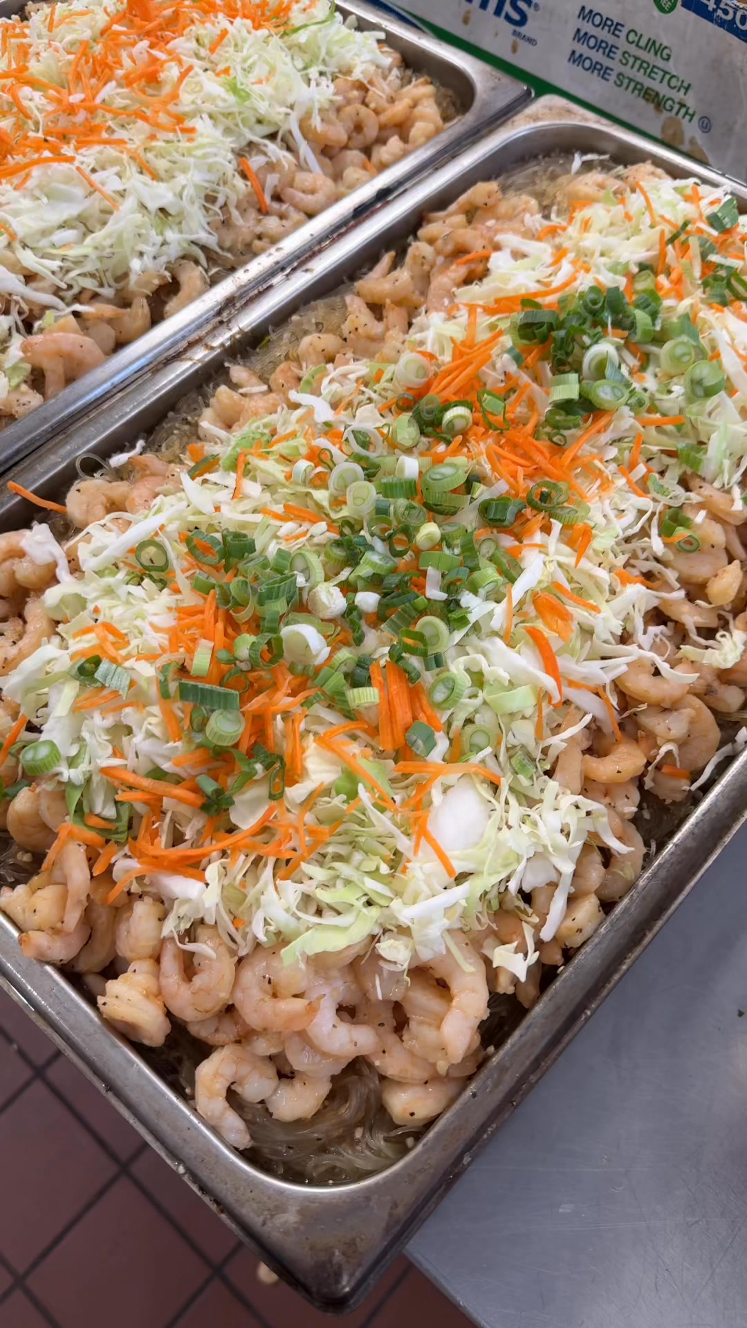 Shrimp Sapasui (Chop Suey). First time we’ve ever made Sapasui with shrimp. The client asked for it and the guests LOVED it!!! #Samoan #food #catering #corporatecatering #loveit Gwen Marlowe Catering