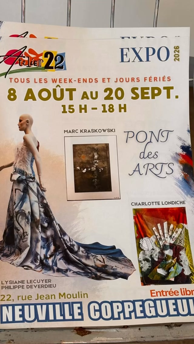 Le pont des arts, une exposition à découvrir à l’Atelier 22, à Neuville-Coppegueule et bientôt sur La Somme, mon Amour sur www.lasomme.blog 🦋#somme #lasommeblog #artcontemporain #artensomme #hautecouture
