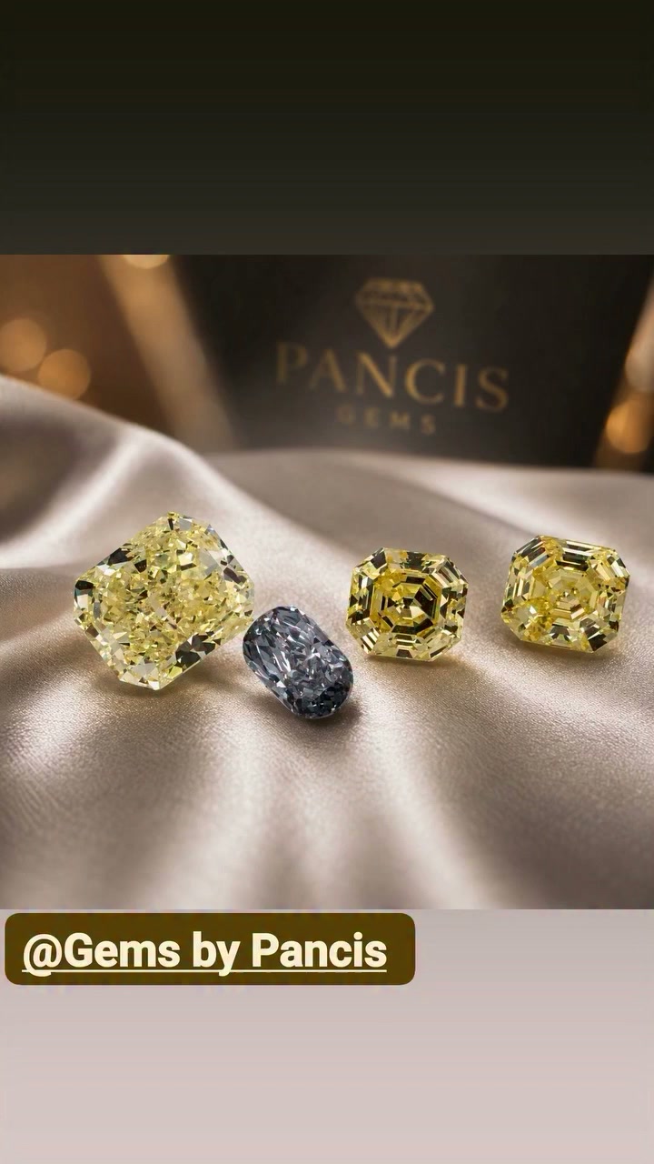 #fancybluediamonds #fancyvividyellowdiamonds #cushioncut #asschercut #radiantcut Gems by Pancis
