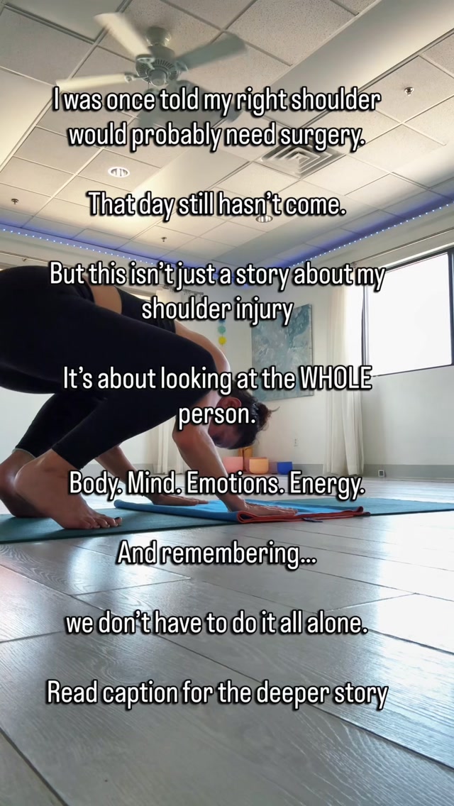 I was once told that because of an old shoulder injury, I’d likely need surgery before doing headstands.
That day still hasn’t come.
I’ve supported this shoulder physically through strength, mobility, yoga, Pilates, and learning how my body moves.
AND I got curious about WHAT ELSE MY BODY MIGHT BE COMMUNICATING, especially when pain would flare seemingly out of the blue.
When my injury occurred, my father was dying in prison. Despite our complicated relationship, I was still relying on him for some support.
My right shoulder became symbolic for me of masculine energy and the belief that I had to be strong and carry everything on my own.
I noticed another pattern too. There were times I thought I could rely on my father, believed he had my back, and then he would disappear. Those were often the moments my lower back would go out.
Was my emotional experience the sole cause of my physical pain? I can’t say that.
But getting curious about the connection changed how I related to my body.
Physical injuries deserve physical care AND stress, emotions, and our nervous system can influence how we experience pain.
That’s why I look at the WHOLE picture.
And there’s another lesson in this video.
You can hear my yoga teacher coaching me through this shoulder stand. Could I do it alone? Probably. But having someone there to see what I couldn’t, encourage me, and remind me to trust myself made a difference.
That’s why I believe in coaching.
Not because someone else has your answers, but because sometimes we need support to see what we can’t see, reconnect with our own wisdom, and keep going when we want to stop.
We don’t have to carry it all alone.
That’s holistic healing.
That’s BODY WISDOM. 🤍
#beamwithbrookelin #bodywisdom #somatictherapy #embodiment #healingjourney