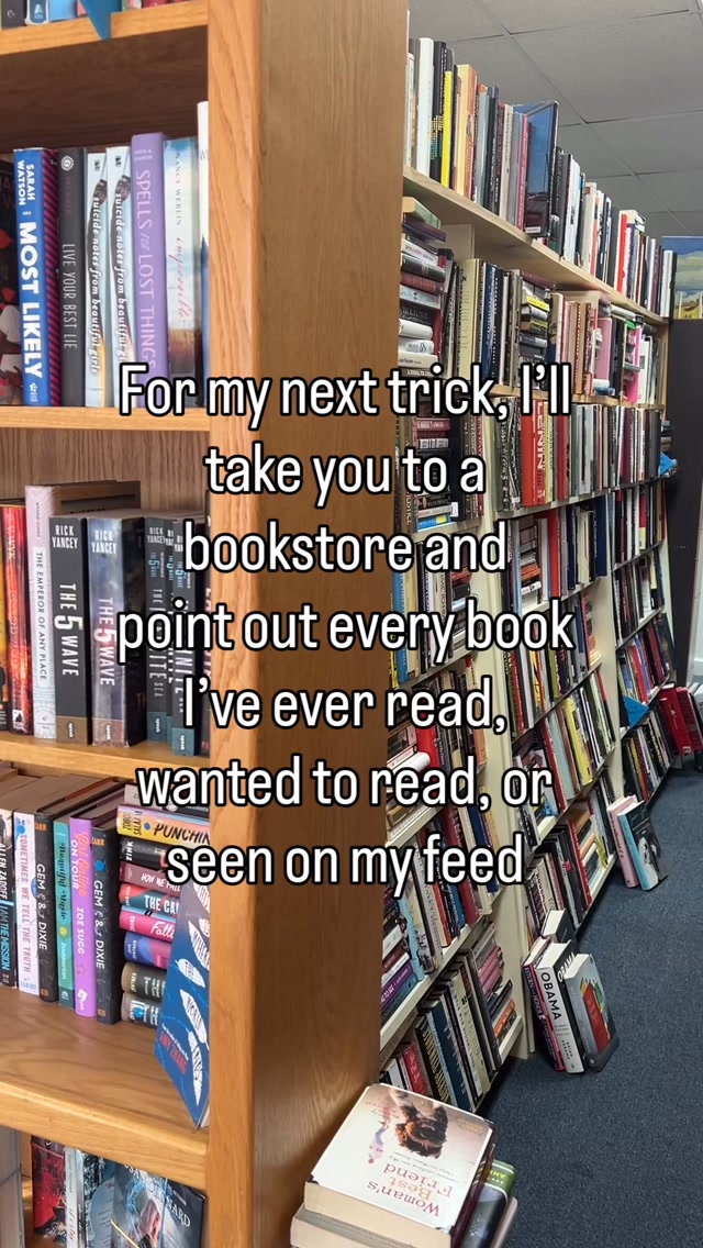 “I’ve wanted to read this one for forever.”
*puts it back on the shelf*
If we haven’t met, I’m Megan! I’m an agented author writing YA. I love chatting books—including the behind the scenes of how they’re made. Nice to meet ya! :)
#booktok #bookish #bookstore #readersofbookstagram #amreading indie bookstores, aspiring author, bookaholic, book hauls, novels