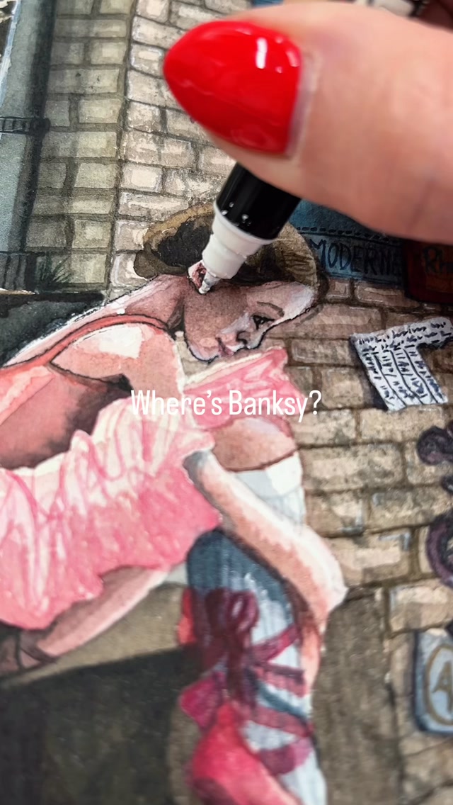 How many memories can fit inside one painting?
This is one of my most personal paintings, and one of the first I made when I returned to painting.
It’s my little world of memories, hidden inside a post-apocalyptic Paris: the Beaux-Arts, places I used to go, films I love, and little references scattered everywhere.
The little girl in the tutu is my inner child, waiting to dance again while everything around her is falling apart. The heart-shaped balloon is my little nod to Banksy — and, for me, a love drifting away.
It was painted while one life was ending and another was beginning.
It has just found a new home.