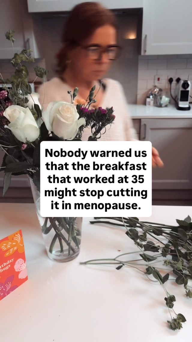 Breakfast gets surprisingly interesting in midlife.
Especially when you start noticing what happens to your hunger, energy and cravings for the REST of the day.
I have a lot to say about this over the next couple of weeks 👀 and it could actually change your life…
Follow if you want simple, doable menopause nutrition that works in an actual human life.
And share this with the friend who is currently calling coffee breakfast.
#menopause #menopausenutrition #perimenopause