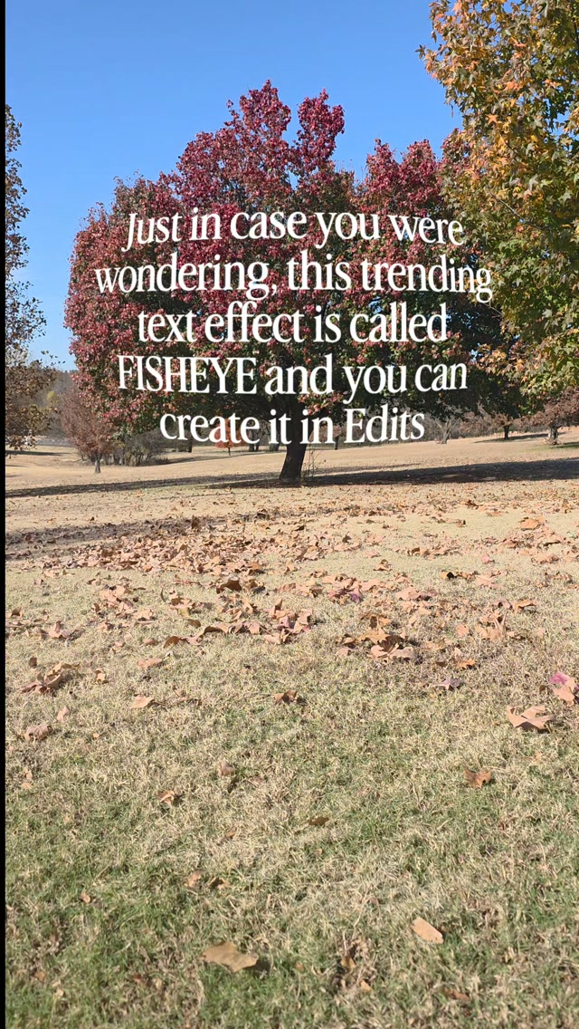 Uhm, if your Reels feed looks anything like mine, you've seen this text effect in action A LOT!!!
And it's super simple to make in Edits. Just type out your text and then select text effects (it's the middle A with the ✨️). Then scroll until you find "FISHEYE."
And now you've got the cool text effect too.
If you want simple actionable ways to make your IG content more interesting, then I think we should be friends.
#Edits #VideoEditing #InstagramContent #TextEffect