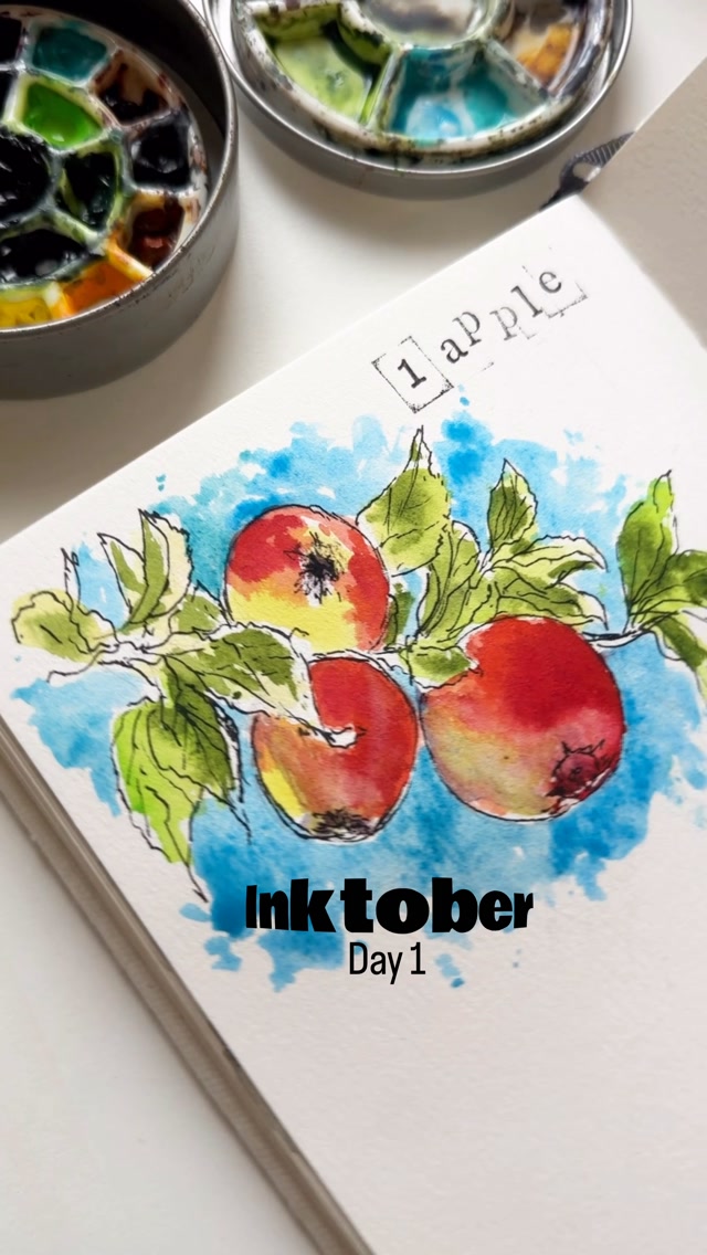Inktober Day 1 ❤️ Apple
.
.
#watercolor #inktober #trial #trialreels #inkandwatercolor