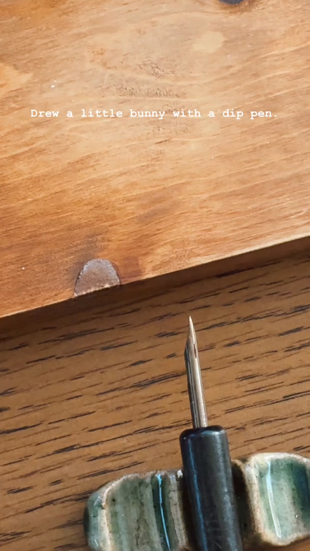 不遜な眼差しのうさぎ
Drew a little bunny with a dip pen.