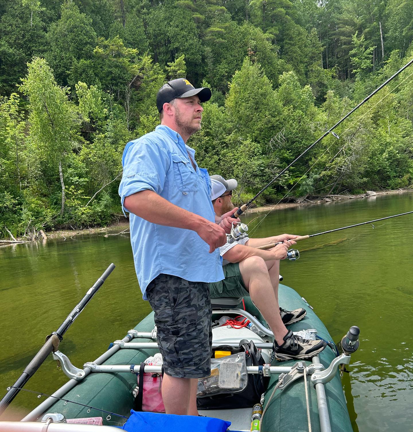 Always a fun day with these two yahoos. #floattrip #fishingislife #puremichigan #manistee #notjustflies #smallmouthbass #troutfishing