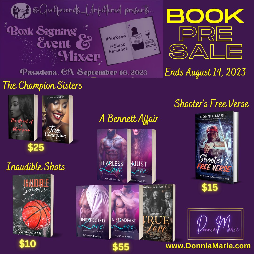 π @Girlfriends_unfiltered book-signing event is right around the corner
βοΈGet your Pre-Order in to guarantee the book titles of your choice.
ππΎPre-order ends: August 14, 2023, at 3pm EST**
πLink is in the bio
.
.
.
.
.
#urbanromancebooks #blackromancebook #indieromanceauthor #blacklove #blackromance #blackgirlsread #fyp #ABennettAffair #Shooter #books #audiobook
#theintroandoutroseries #ABennettAffair #booksigning