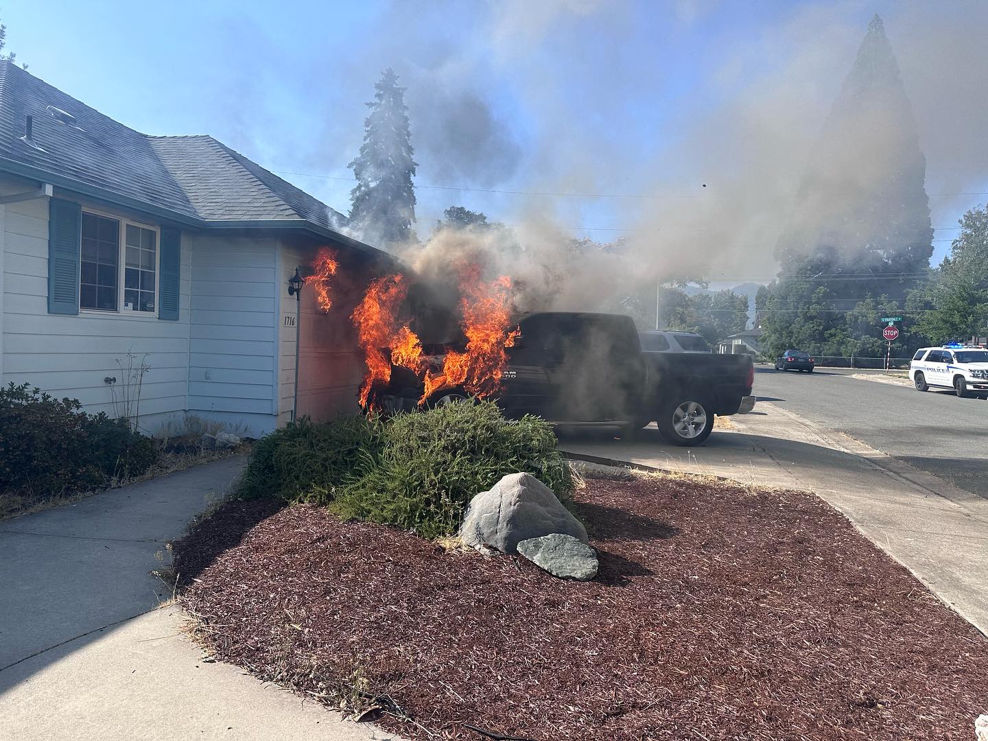 This evening, your Grants Pass Firefighters responded to a vehicle fire that extended into the house in the Southwest part of town. Engine 7308 engaged in fire control and search, 7307 went to the roof for ventilation and 7309 assisted with water supply. The fire was controlled quickly by units on scene. #keepinggrantspasssafe