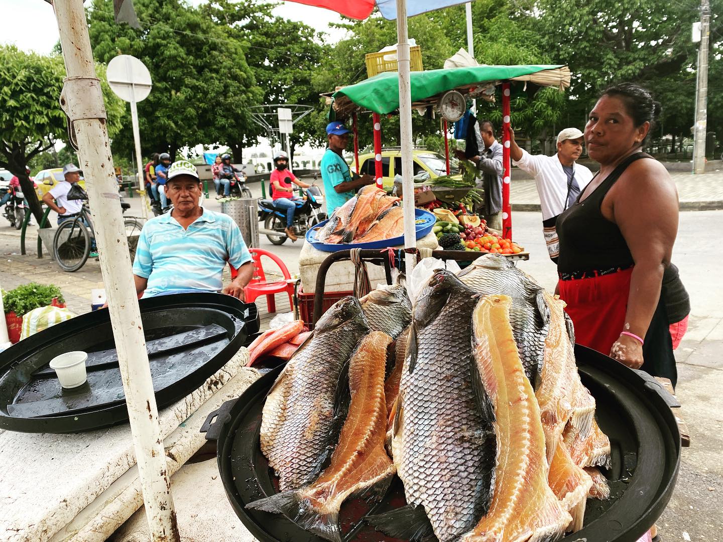 Pescaito fresco, frutica y verdura en la plaza de mercado de #mariavarilla #monteria