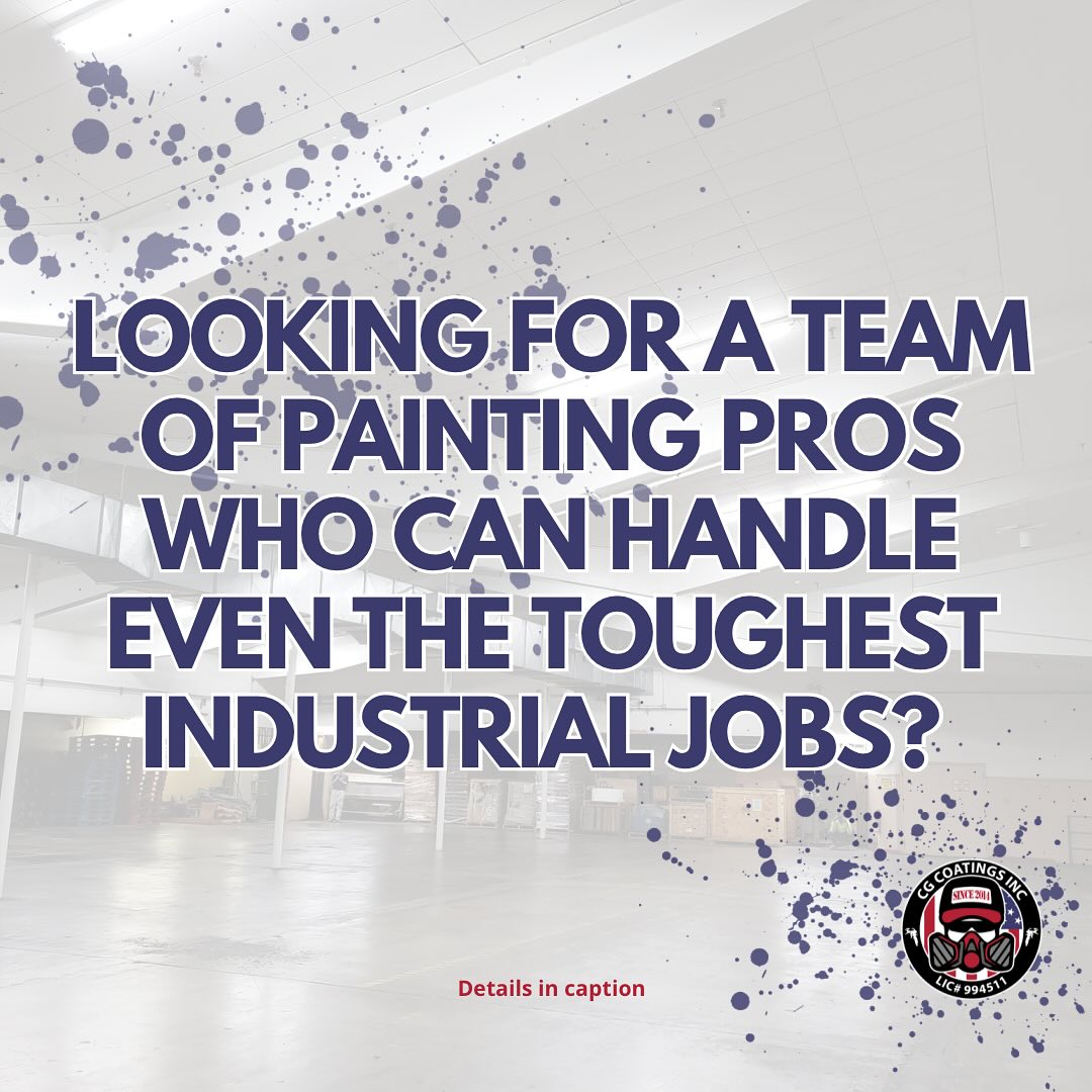 Are you looking for top-quality surface preparation and coating services?
Someone you can trust to provide quality craftmanship and an exceptional standard of service.
Then look no further than CG Coatings! Our team of dedicated, knowledgeable professionals provides a reliable and professional service for all your coating needs.
Call us today at 510-340-8802 đ
We are always happy to answer any of your questions and look forward to hearing from you. đ¤Š
#cgcoatings #commercialpainting #paintingcompany
#professionalpainting #housepainters #designinterirors
#commercialpaintingcompany