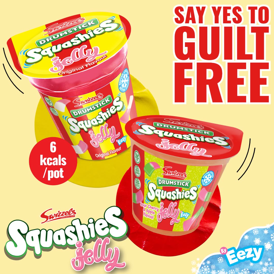 A guilt-free snack with only 6 Kcals per pot.
Enjoy our newest Swizzels co-brand, Swizzels Drumstick Squashies Jelly now available at @homebargains and say yes to guilt free snacking.
#ByEezy #SwizzelsDrumsticksSquashiesJelly #GuiltFree