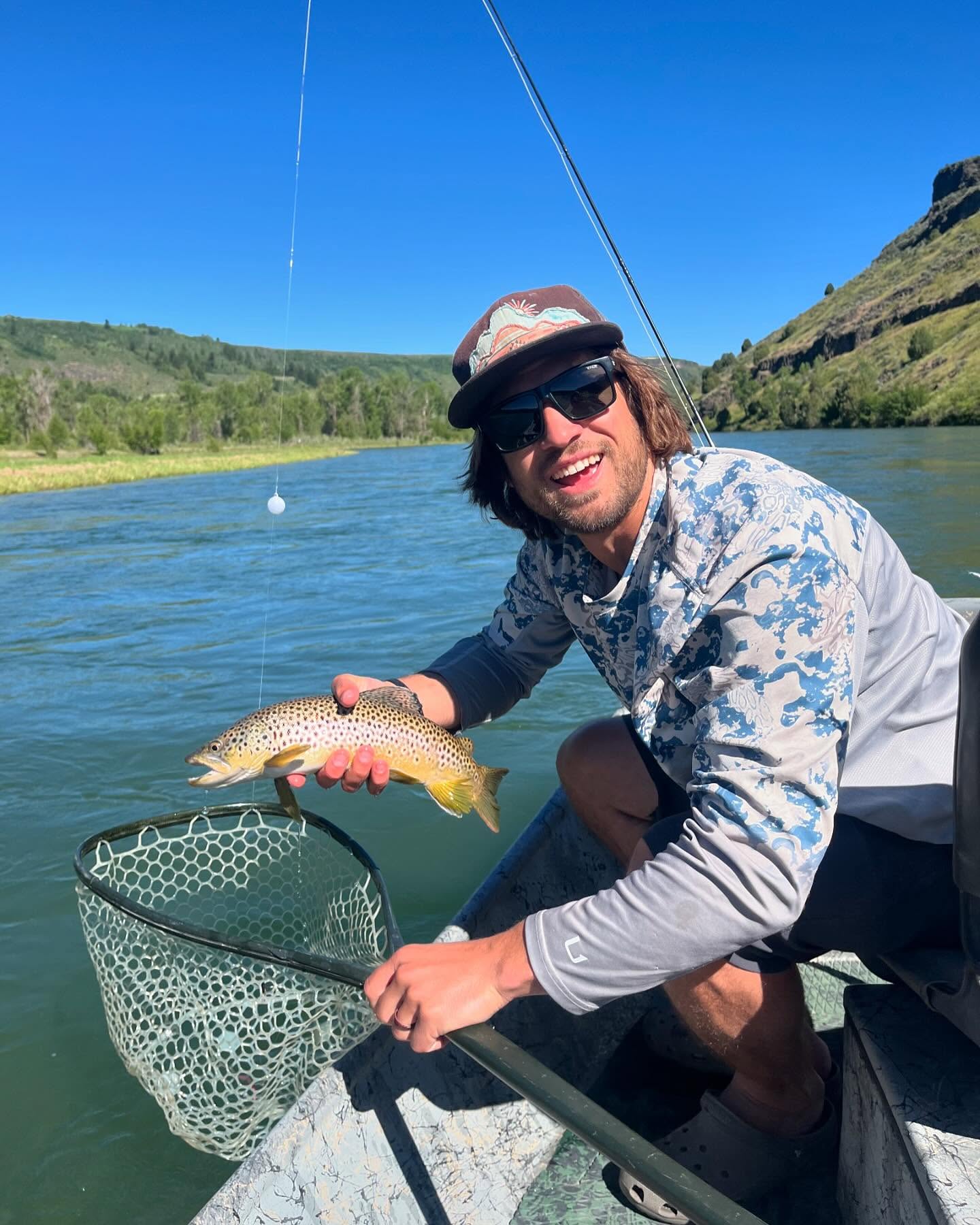 Brown trout = Big smiles! The fishing has been good, and only going to get better! #guidedfishing #tetons #Troutfishing #flytying #letsgofishing #Trout #catchandrelease #flyfishingaddict #flyfishinglife #Sageflyfishing #flyfishing #Wyoming #westernriveranglers #travel #wildtrout #Smithoptics #flyfishingadventures #patagonia #jacksonhole #fishing #yellowstone #orvis