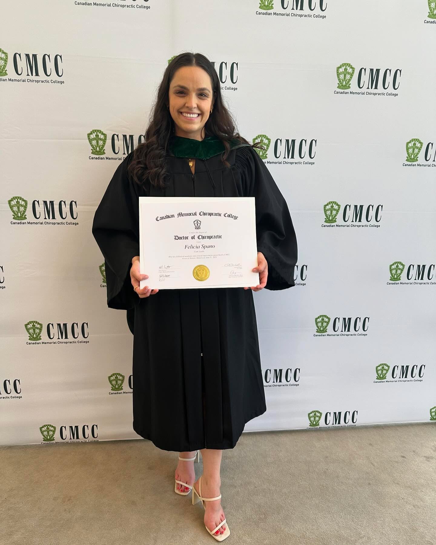 Dr. Felicia Spano ✨ After 8 years of sacrifice, hard work, and dedication, I am so happy to share I am officially a Doctor of Chiropractic. I am so thankful for my entire support system who has been by my side, encouraging me, and pushing me since the very beginning. CMCC has provided me such an incredible education and gave me some lifelong friends along the way. I cannot wait to begin my career and truly make a difference in my patient’s lives👩🏻🎓👩🏻⚕️🥳🫶🏼