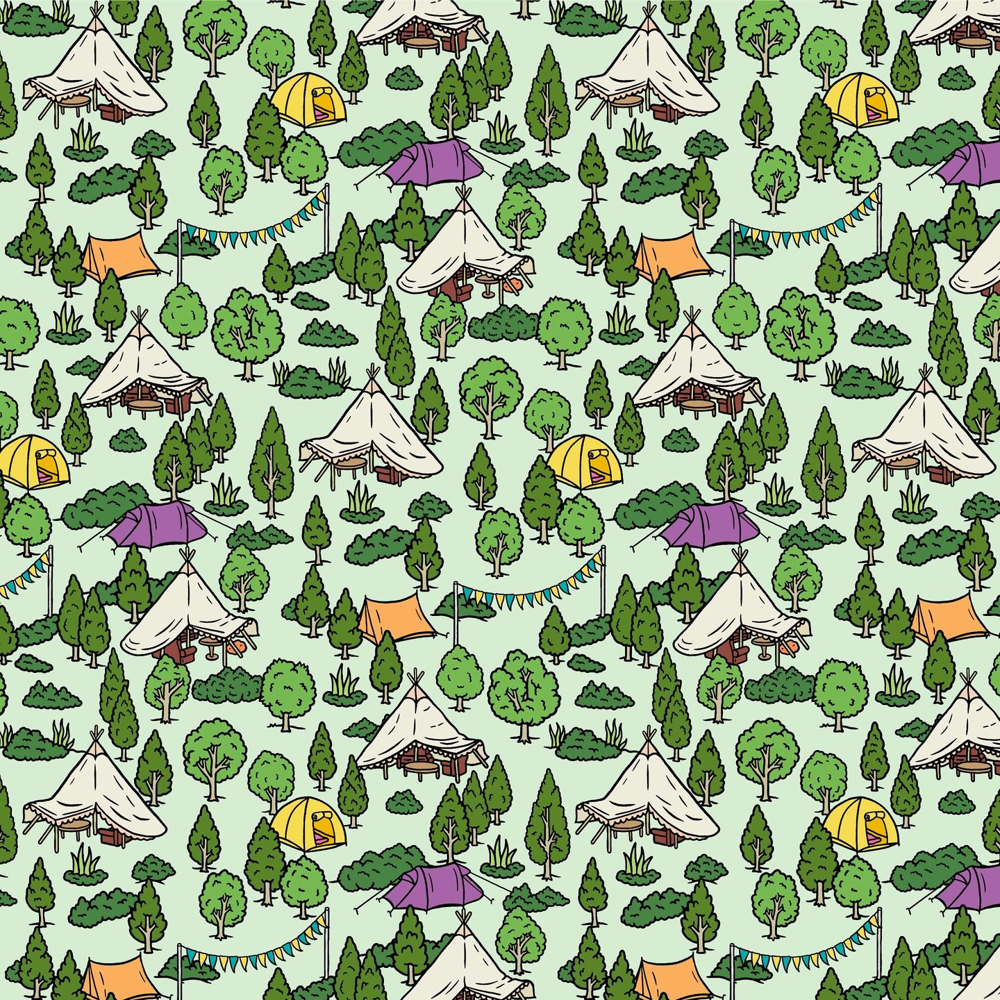 Camping pattern. #pattern #art #drawing #illustration #summer #calm #outdoors