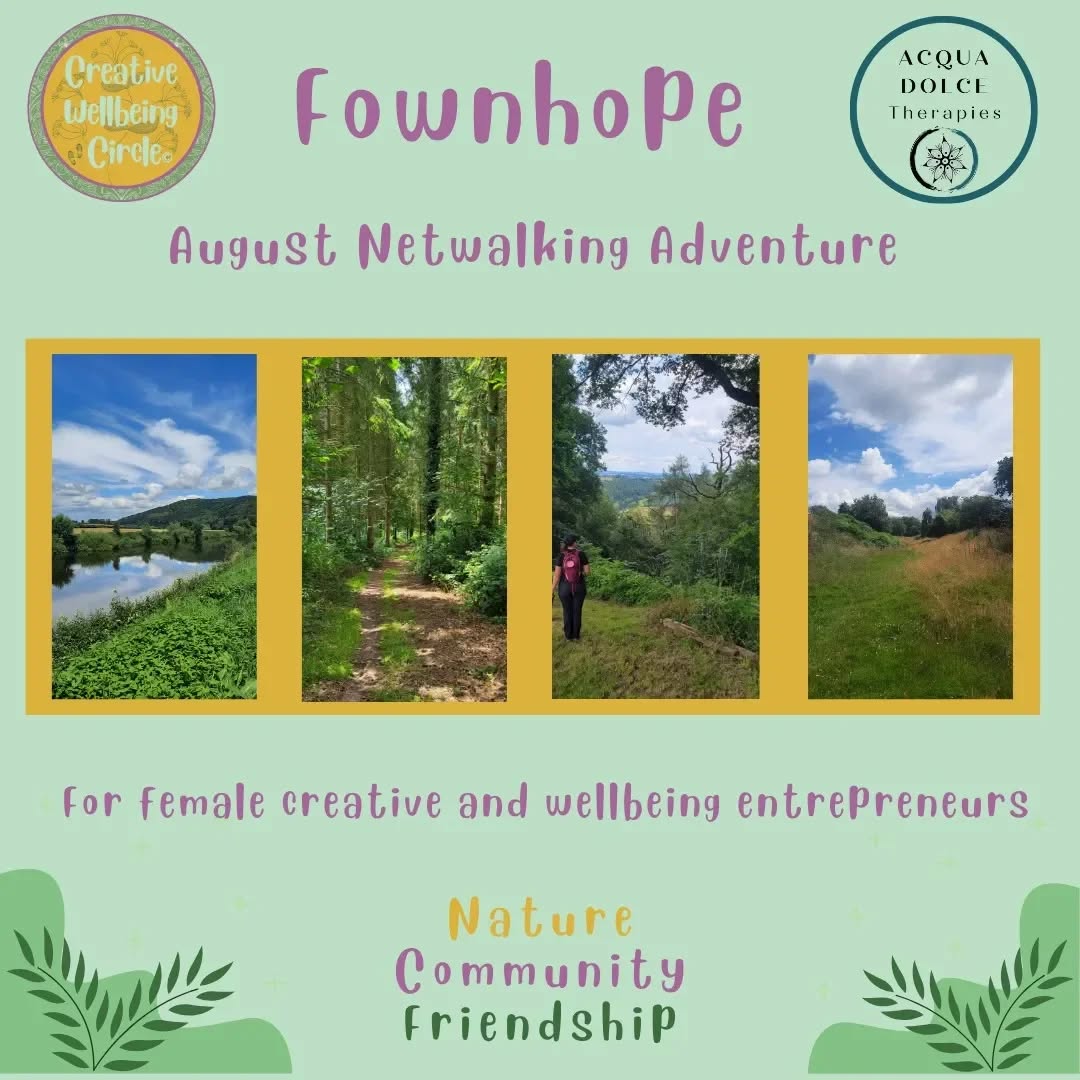 ๐พ๐ณAugust Netwalking Adventure ๐ณ๐พ
Hello everybody ๐ as you might know since a couple of months now I'm hosting on behalf of Creative Wellbeing Circle monthly netwalking sessions to female entrepreneurs in the wellbeing and creative industries ๐ท
๐ฅพ ๐ถ๐ปโโ๏ธ๐ถ๐ปโโ๏ธDuring our sessions you will have the chance to connect to other fantastic women in business, share knowledge and inspiration, get yourself known as well as enjoying being outside in the nature!
๐
Next Netwalk will be in a beautiful location south of Hereford, near Fownhope, on Friday the 16th of August starting at 10am
๐ฟ This will be a slightly longer walk then previous ones, so allow yourself around 3 hours in total ๐ฟ
๐ starting point: The Hillfort Centre at Caplor Farm which is located in the Caplor Farm, Fownhope HR14PT
(Free car park)
๐ What3words location: https://w3w.co/bucket.moguls.reset
๐ refreshments after the walk: (not mandatory to have and not included in the price) at the lovely Fig & Acorn just located on site. SPOILER > they sell the most delicious locally made ice creams ๐ฆ
๐Book yourself using the link in my BIO or send me a DM for further information
Looking forward to see you there ๐ผ
Martina xx