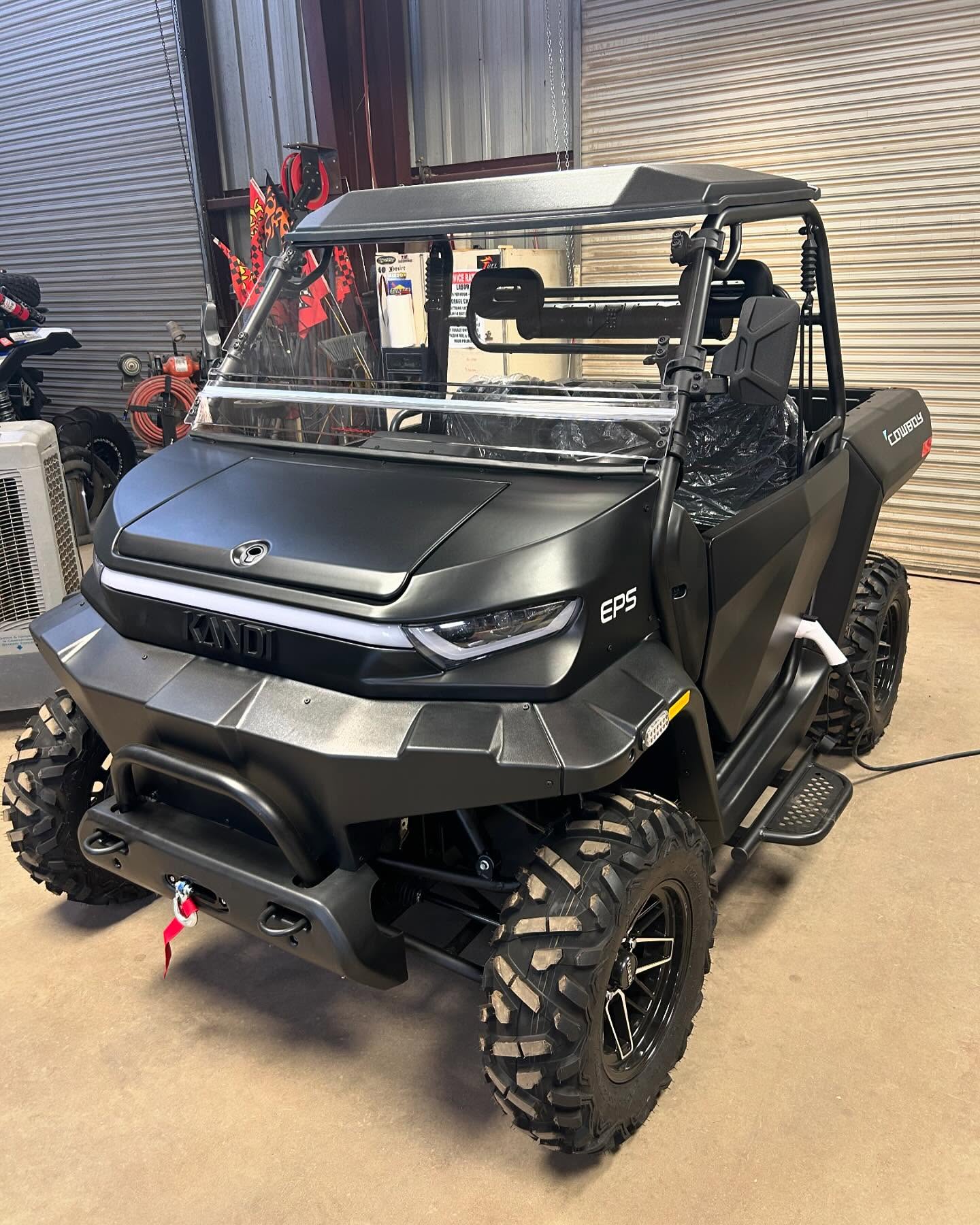 Brand new Matte black @kandievusa cowboy Innovator e10K in stock. 4x4 with auto dump bed and top speed of 40mph. All units qualify for California state air board rebate as well. Summer specials will be going on until end of September.