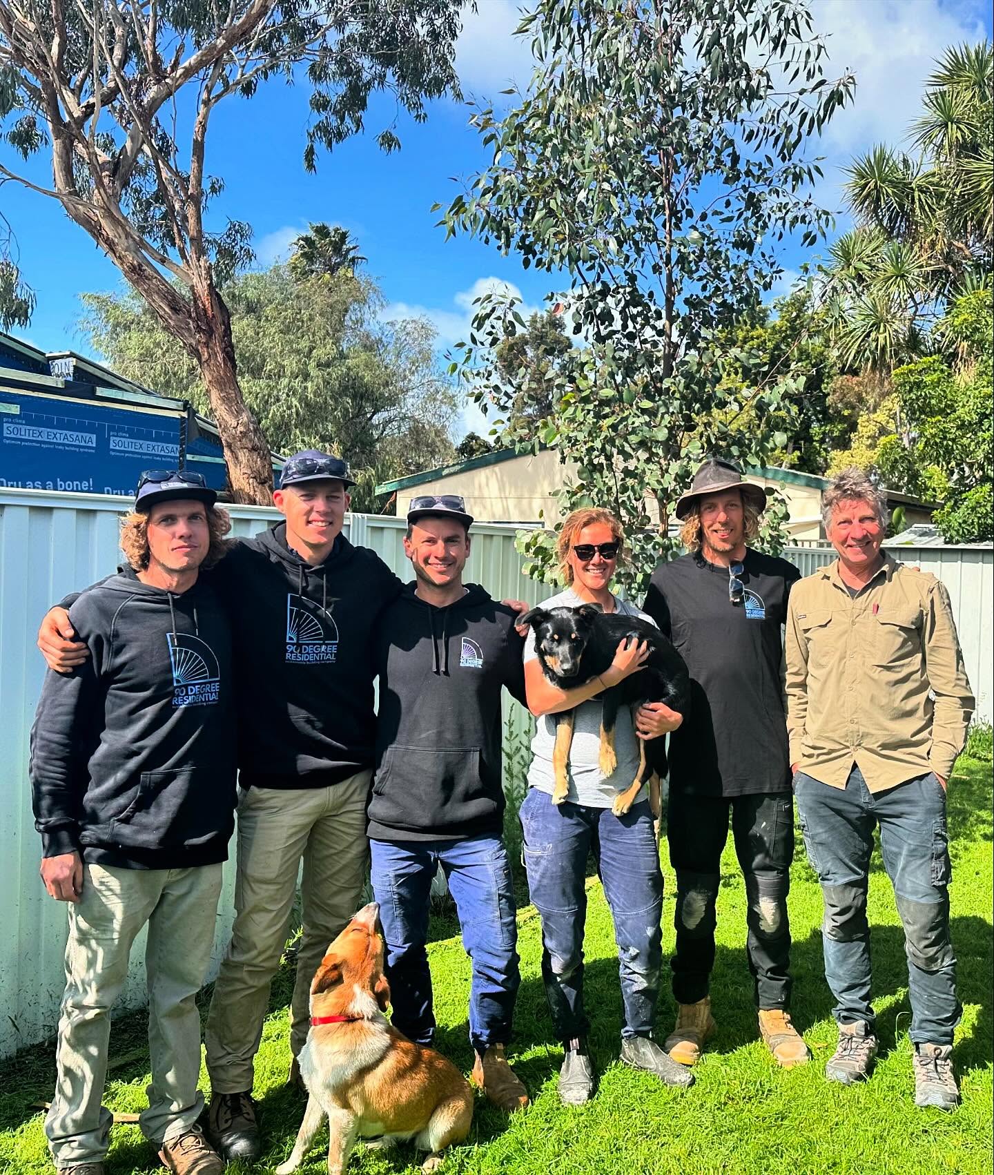 Meet the @90degreeresidential onsite team of skilled Carpenters 🔨: Jasper, Daniel, Marty, Mezz, Bryce, and Visa. Our cohesive team collaborates to foster a positive work environment, dedicated to building superior homes for satisfied clients. Join us in making dreams come true.