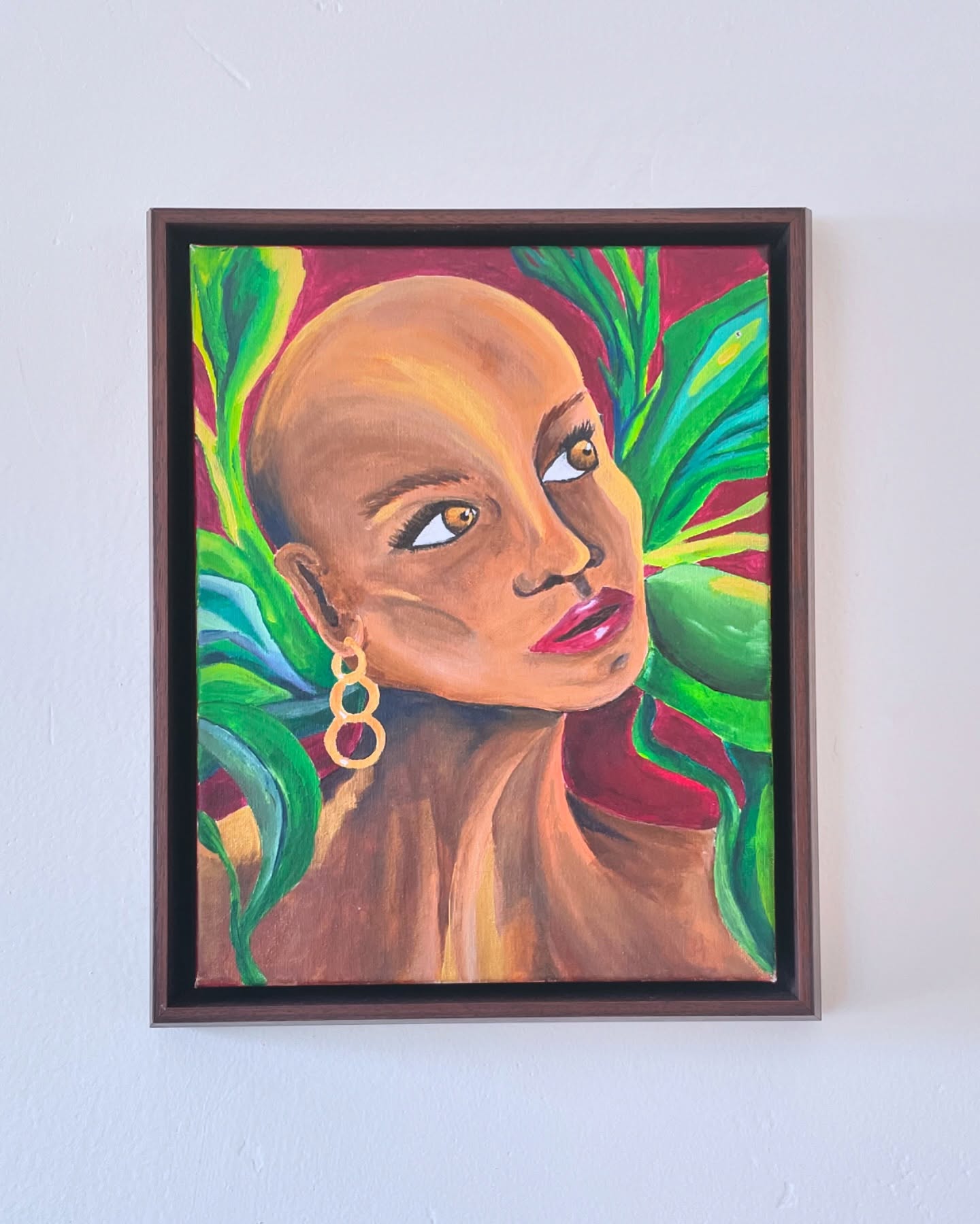 This warrior goddess stands as a symbol of unwavering strength and resilience, embodying the spirit of an unyielding protector - guardian of herself, her companions, strangers, and the world 🌎. Her eyes, filled with fierce determination, scan the landscape ahead, while she carriers herself with regal courage, a true Queen ever in search of peace ☮️.
Original is custom framed in a deep mahogany. It pulls out so many of the red colors in the background. The prints turned out so well! She looks great in brown or gold frames.
DM me with any questions. You can find her on my site ☀️.
.
.
.
.
.
#wildridgemoon #letinyourlunarlight #warrior #warriorwithin #queenart #originalartwork #artprints