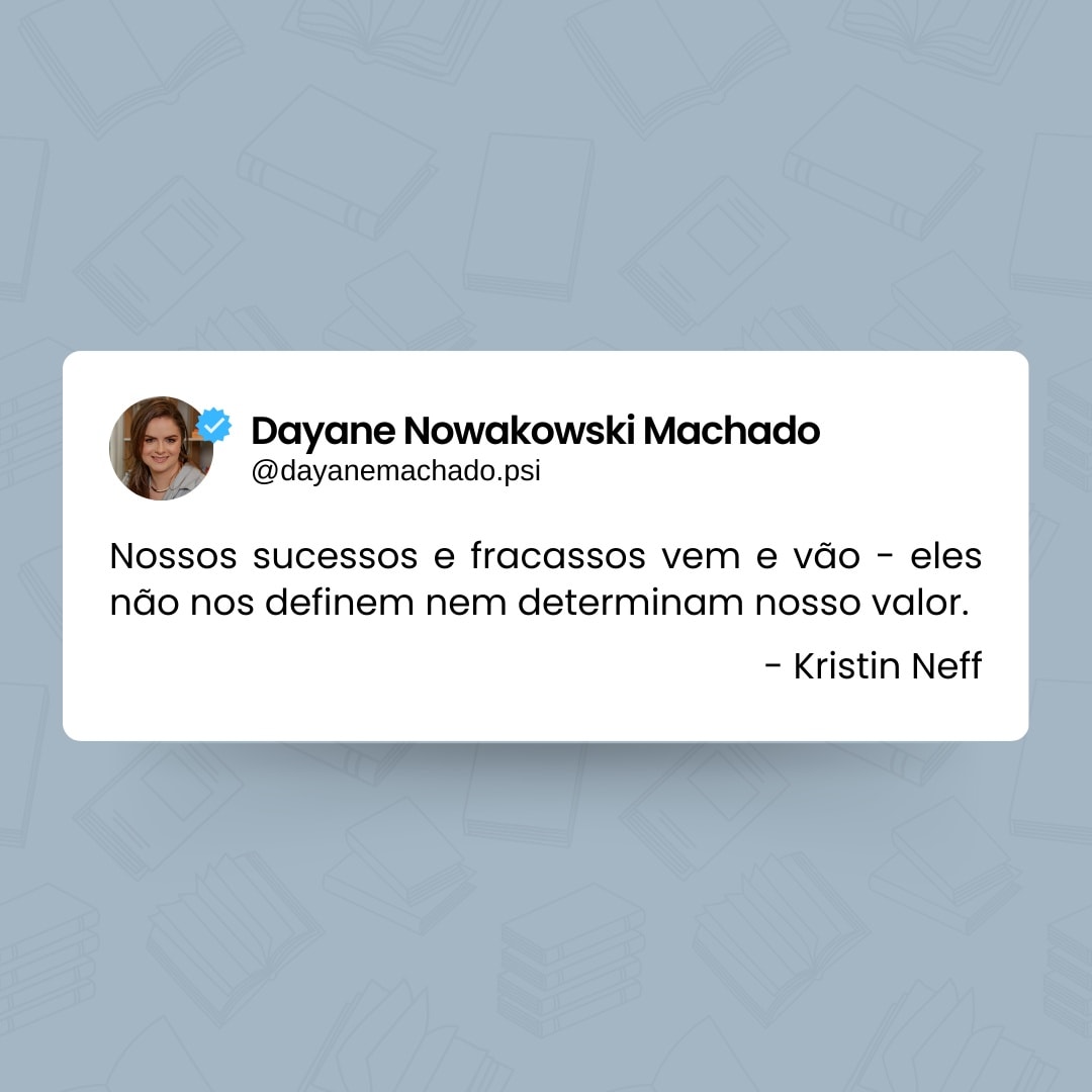 Essa frase poderosa nos lembra da importância de enxergar além dos resultados.
O que realmente importa é como nos tratamos ao longo da jornada.
Vamos praticar a autocompaixão e reconhecer que nosso valor vai muito além das conquistas e desafios! 💖
Como você tem se tratado nos momentos de sucesso e fracasso? Compartilhe nos comentários!
#autocompaixao #saudemental #autovalor #mindfulness