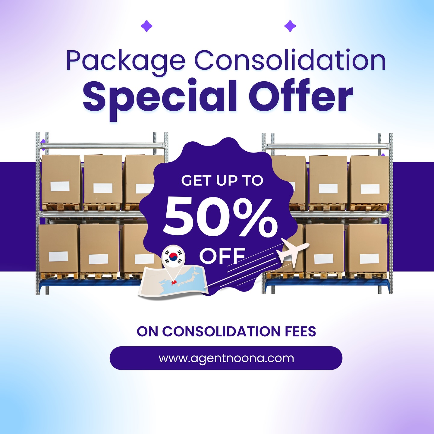📣Ship more, save more with Agent Noona!
📦 Ship 10-20 packages and get 30% OFF consolidation fees
📦 Ship 21-30 packages and save 40% OFF
📦 Ship 31+ packages and enjoy a fantastic 50% OFF
All incoming packages receive 60 days of free storage and free arrival photos! Just pay for consolidation and shipping fees when you request our forwarding service. No coupon required!
-This offer is valid until further notice.
-This discount is only for incoming boxes, not mails/envelopes.
-Storage fee applies after free storage period ends at $1 per day.
-This offer is not available for Solo Box Service
Don’t miss out on this offer and get your Korean address for free—no membership fees upon signing up! 🎉
#krwarehouse #agentnoona #koreanaddress #consolidationservice #koreanbuyingagent #kpopgo #ateezgo #nmixxgo #newjeansgo #zb1wts #zb1go #btsgo #txtgo