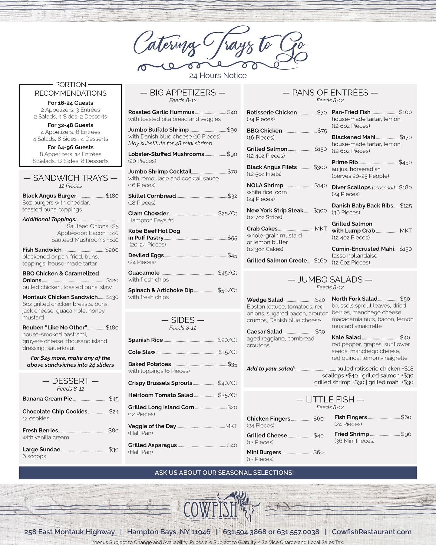 We are excited to announce a catering partnership with local Hampton Bays restaurants @cowfishhamptonbays and @rumba_hamptonbays ! Check out their extensive menus and catering options for your next charter. 🥂 🍱 🛥️
.
.
#hamptonbays #yachtcharter #oasisyachtcharters #oasischarters #hamtponsyachtcharter #yachthampton #hamptonsbachelorette #cowfishrestaurant #rumba
