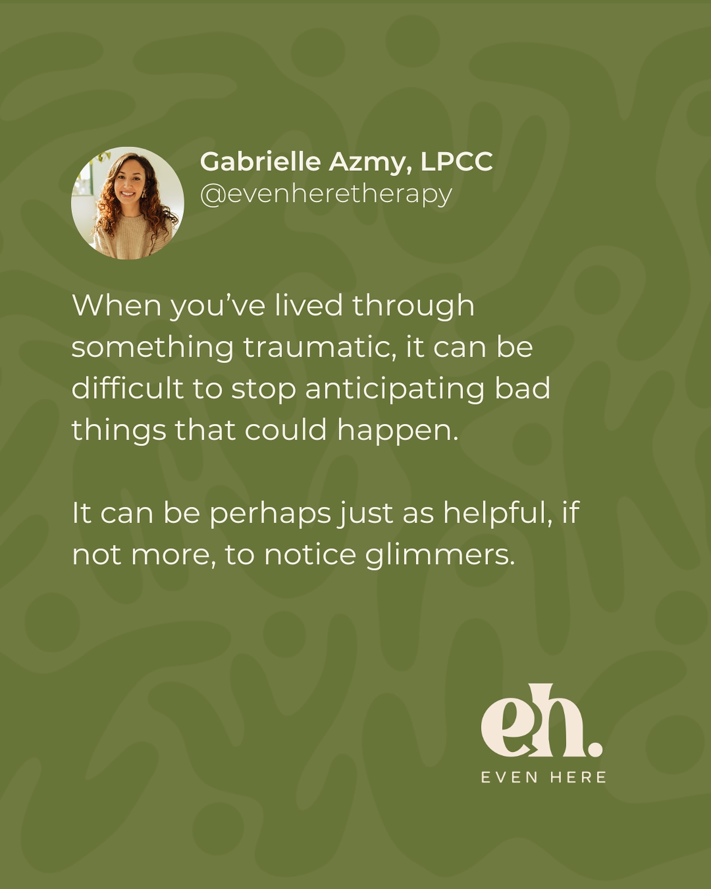 Healing is often a dance between spending time building tolerance for pain and building capacity for joy. We need to be able to watch ourselves encounter our own hurt as well as creating new, positive, repairing moments of safety.