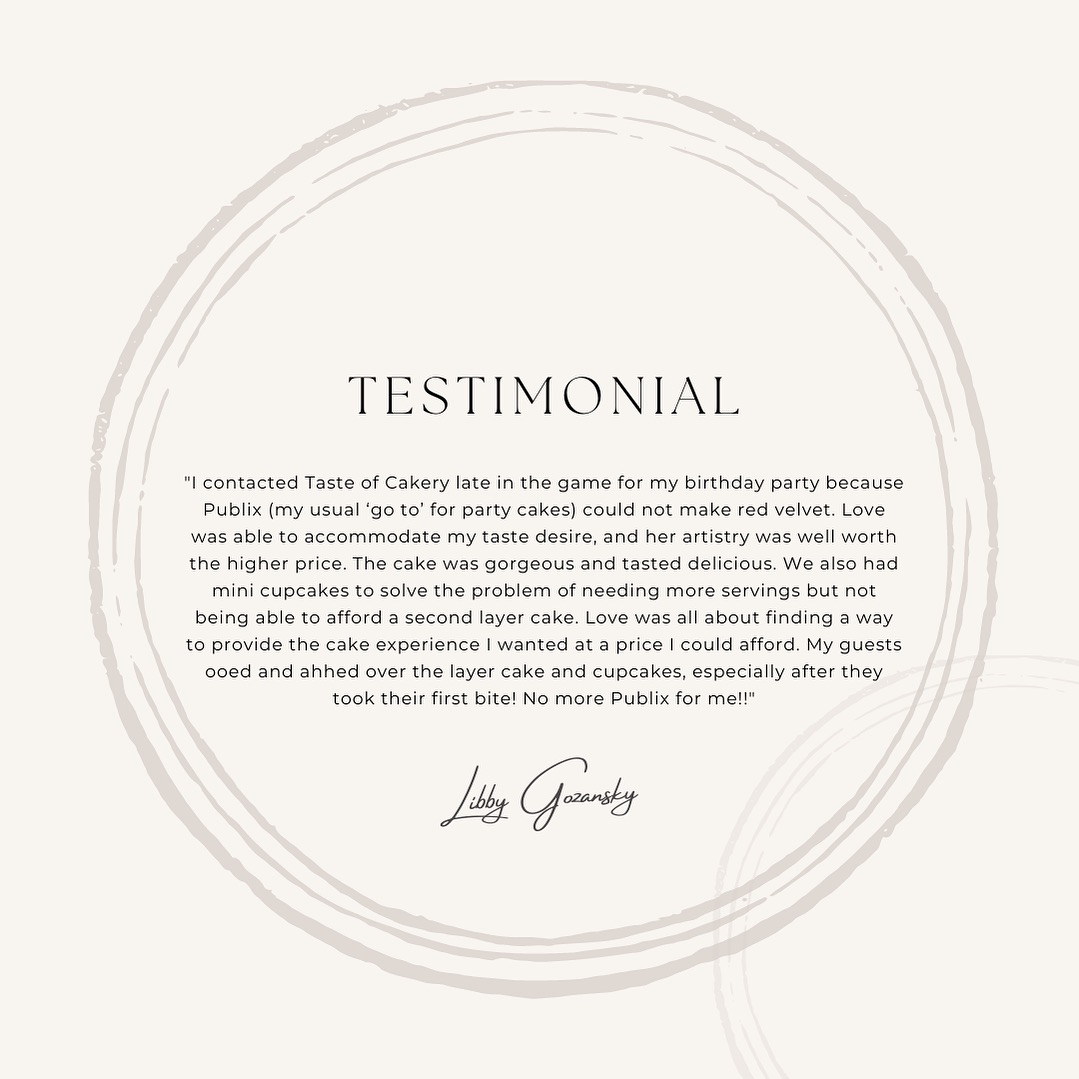 💖 When our community speaks, our hearts listen. Thank you for sharing your sweet moments and kind words with us, Libby. Your review brightens our day and fuels our passion for crafting joy one bite at a time. Have your own tale to tell? Leave a review and become a part of our sweet tapestry. 🍰✨ #CommunityLove #BakeryReviews #SweetMemories #atlantabakery #customcakes