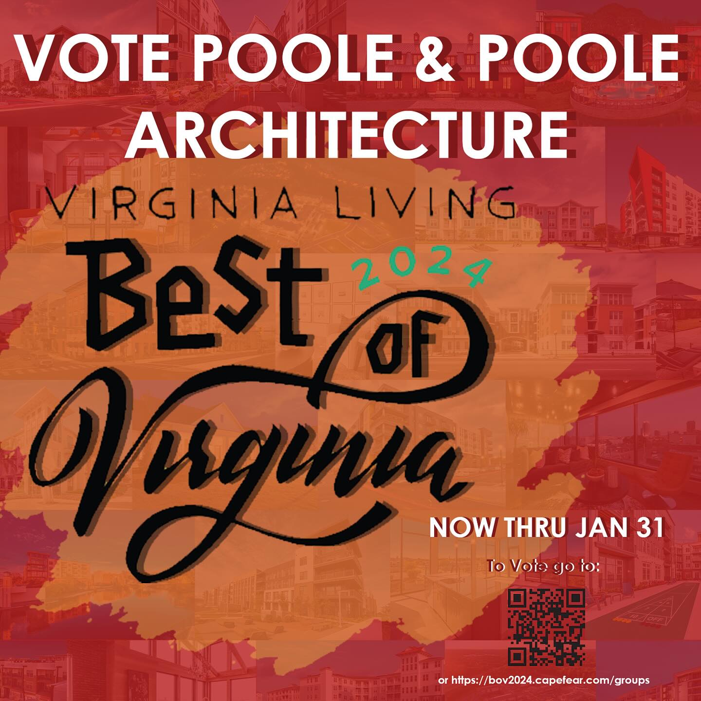 There is still time to vote! Vote 2PA the Best Architecture Firm in Central Virginia by scanning the QR code or visiting the link in our bio.
