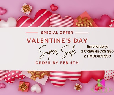 Happy Sunday Everybody! I’m Klassik Kreations. Check out our kustom selection of embroidered Valentine’s Day hoodies and sweatshirts for all of the love birds this season! Unisex X Small- 3X available. Colors: Red, Black, White, Pink. 2 Crewnecks- $80 or 2 Hoodies- $90. DM or call 915-526-4923 to order.