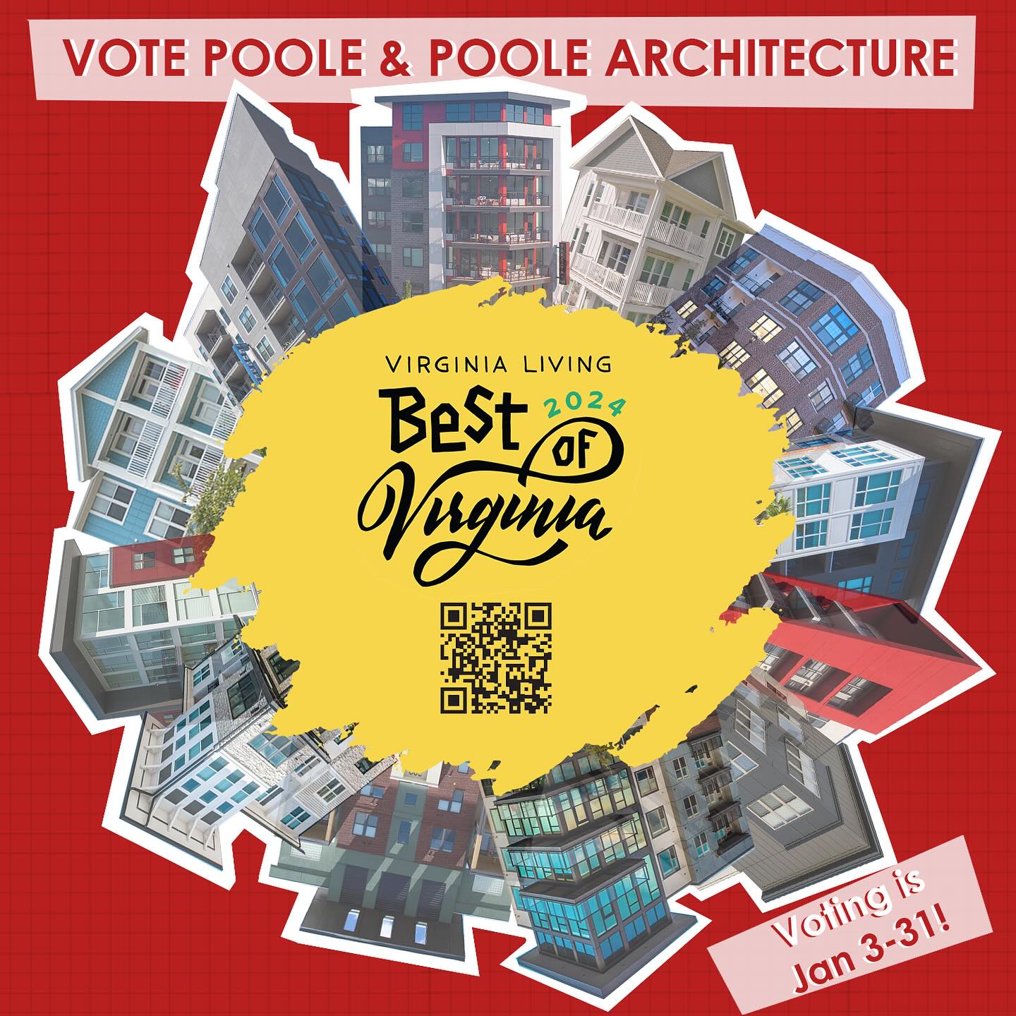 It’s that time of year again! We are in the running again for best architecture firms in Virginia! Take a moment to vote for us and your other favorite categories in the central region! You can vote at the link in our bio!
#virginialiving #bestof2024