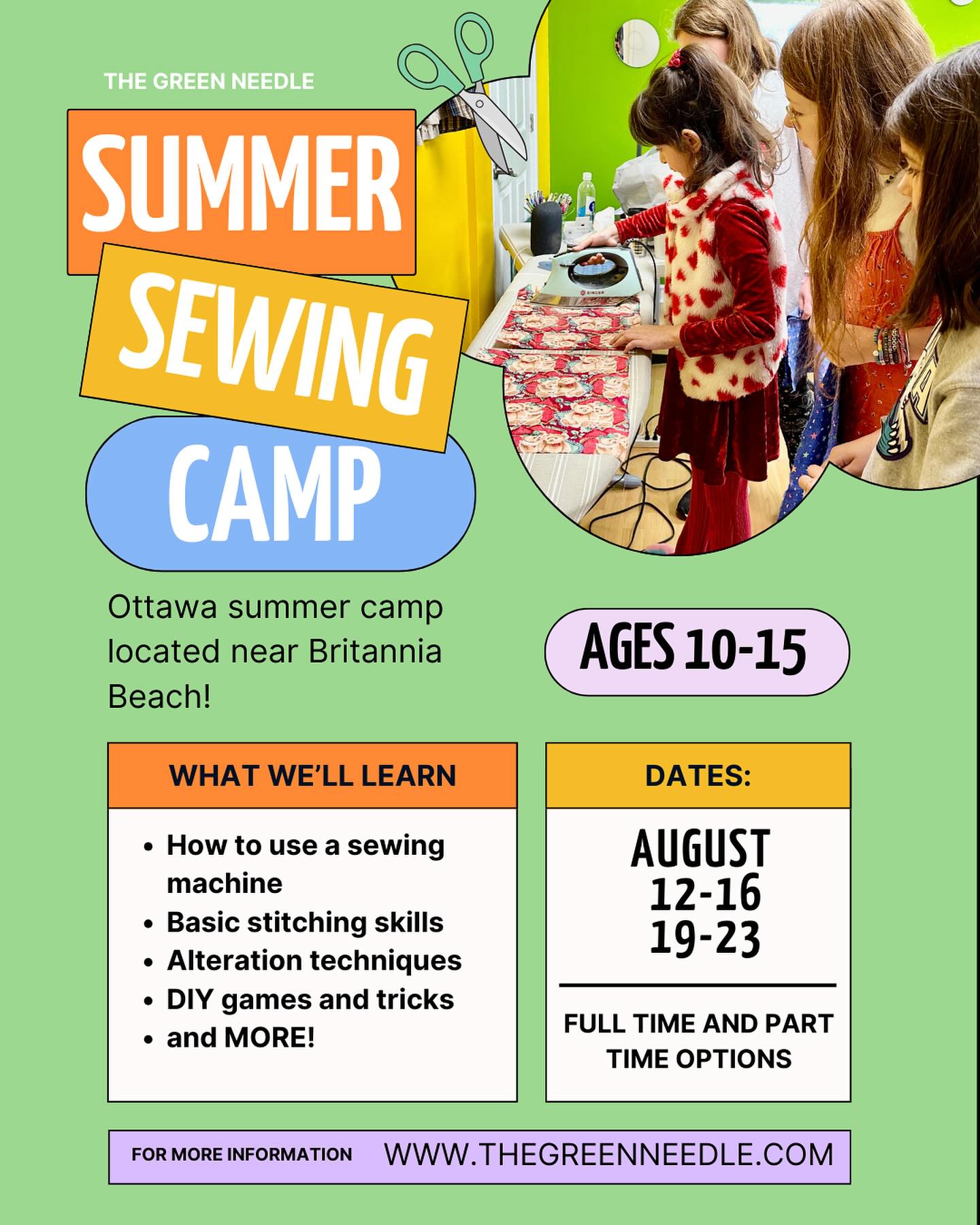 Looking for a fun and creative summer activity for kids ages 10-15? Enroll them in our Summer Sewing Camp this August! 🧵✂️
Perfect for budding designers, our camp teaches the art of sewing through exciting projects! Your child will develop new skills, boost their creativity, and make lasting friendships in a safe, supportive environment. No experience needed—just enthusiasm and imagination!
Limited spots available, so secure your child’s spot today and make their summer unforgettable! 🌟👗 Visit the link in our bio for more information.
.
.
.
.
#ottawakids #ottawasummer #ottawamom #ottawaarts #sewingkids #learntosew
