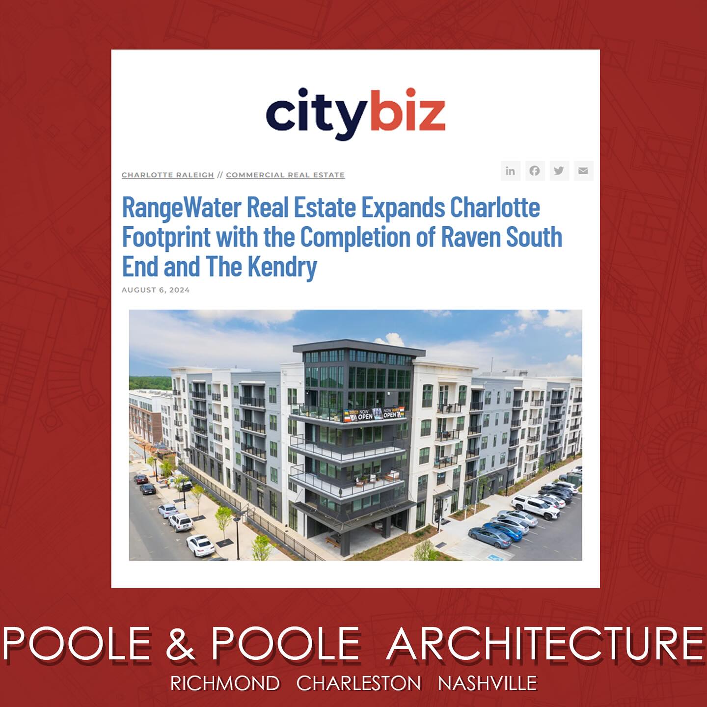 This week we are featured in Charlotte’s citybiz. We are proud that our firm continues to create livable communities in different neighborhoods in cities all over the US! We have partnered with Rangewater on multiple properties in Charlotte and you can read about two that have recently been completed in the article in our bio.