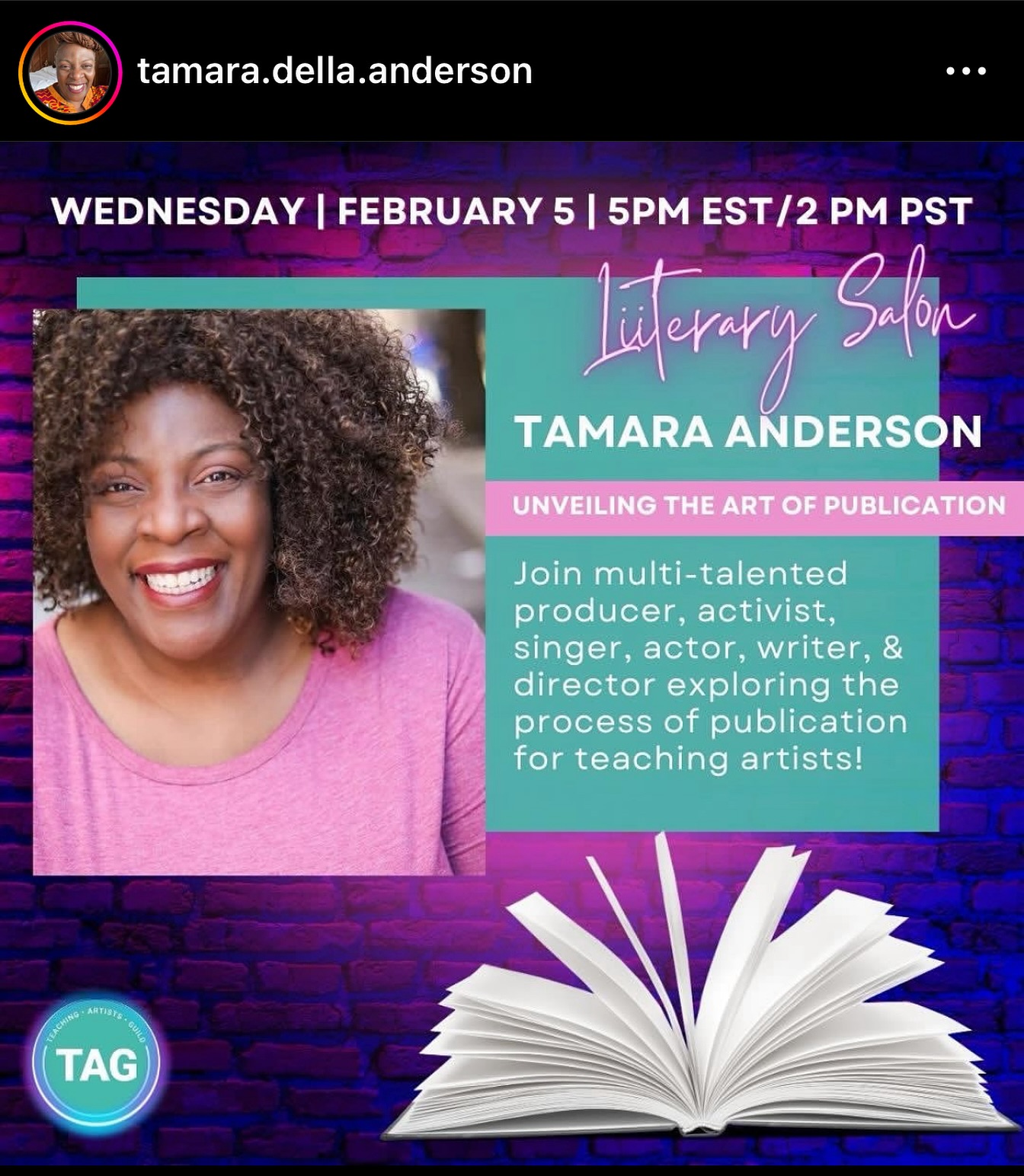 On this 5th day of Black History Month, the multitalented @tamara.della.anderson invited me to share an excerpt from my book and talk about my step into the title of artist at her @teachingartistsguild workshop. She’s my biggest supporter and has helped me to squash the imposter syndrome I feel when I use the word artist or someone refers to me as an artist. Tamara, here are your 💐 Thank you for all that you do and all that you are to me. You are an innovator. A genius. A renaissance woman. I’m proud to call you friend. There will be more workshops for the rest of the week, check out @teachingartistsguild for more info.