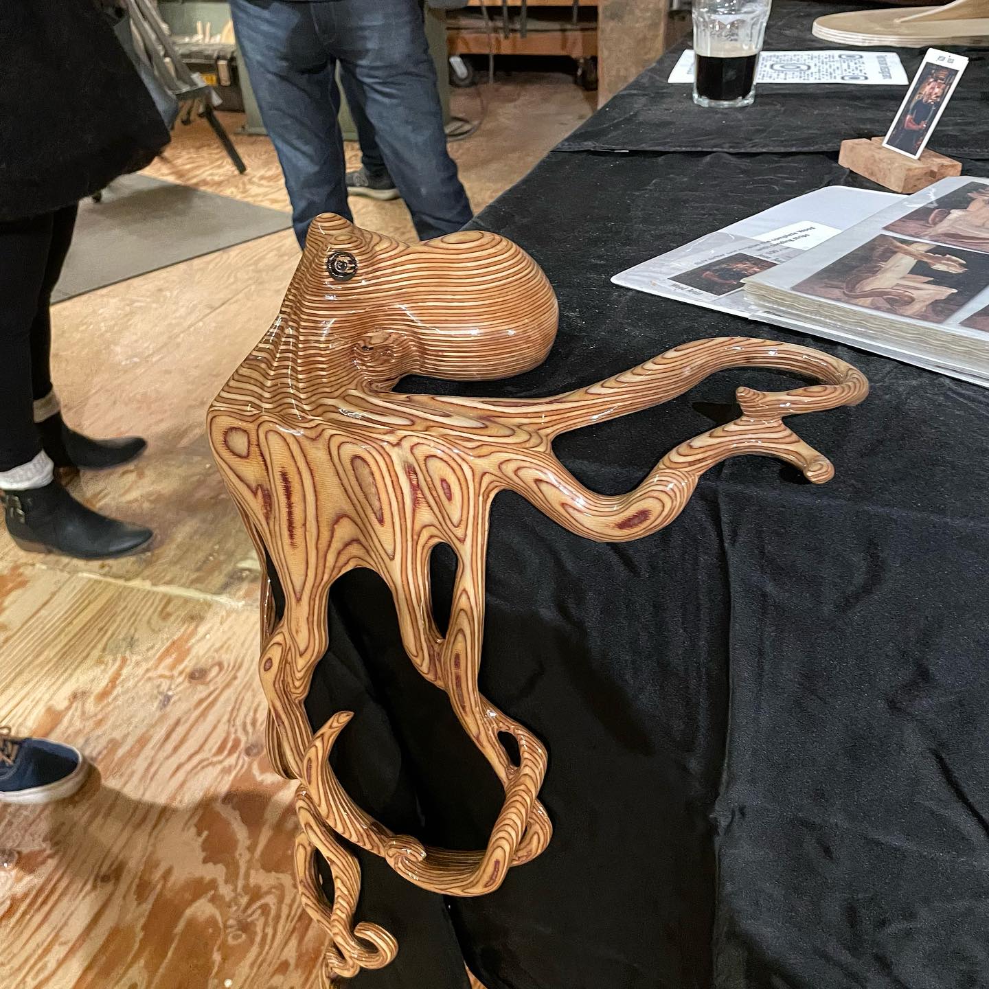 Looks like this guy was trying to escape, or maybe they just wanted to check out the carving book. I don’t think they’d want to miss out on the rest of the Culture Crawl. Drop by! Open tonight 5:00 til 10:00 and tomorrow and Sunday 11:00 til 6:00.
@jessetoso