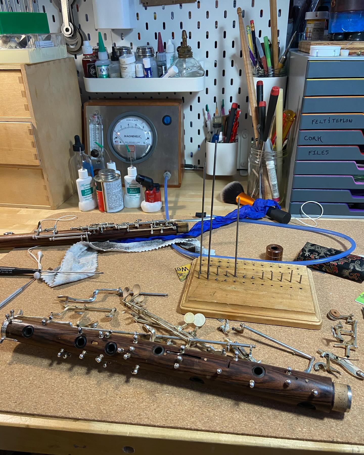 Rigoutat English Horn clean, oil, and adjust on the bench today #englishhorn #oboe #woodwind #oboerepair