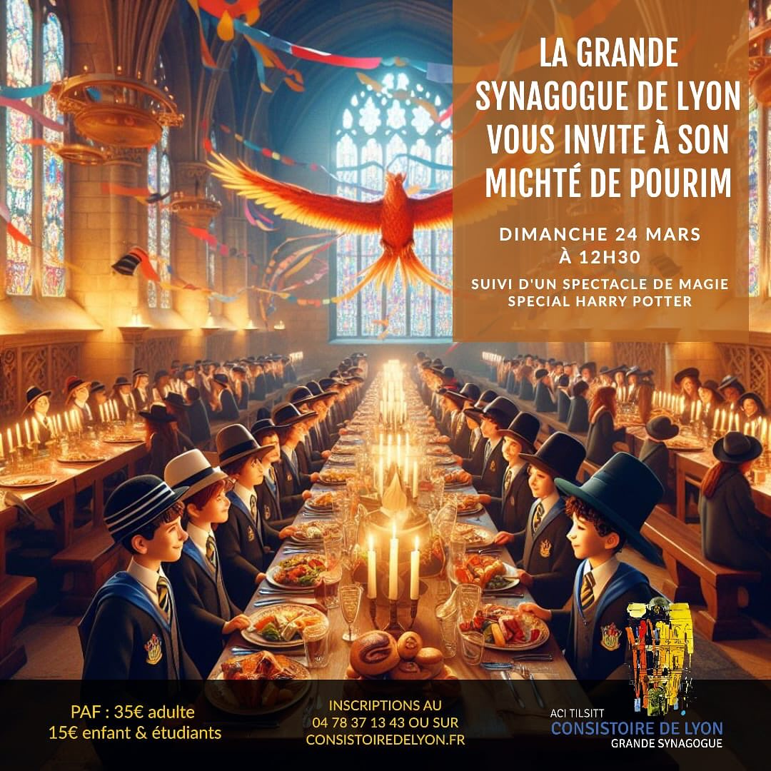 Retrouvez nous à la @grandesynagoguelyon pour un Pourim mémorable 🥳 autour du thème Harry Potter 🪄
#pourim #pourimsameah #synagogue #jewish #communautejuive #acitilsitt #grandesynagoguedelyon