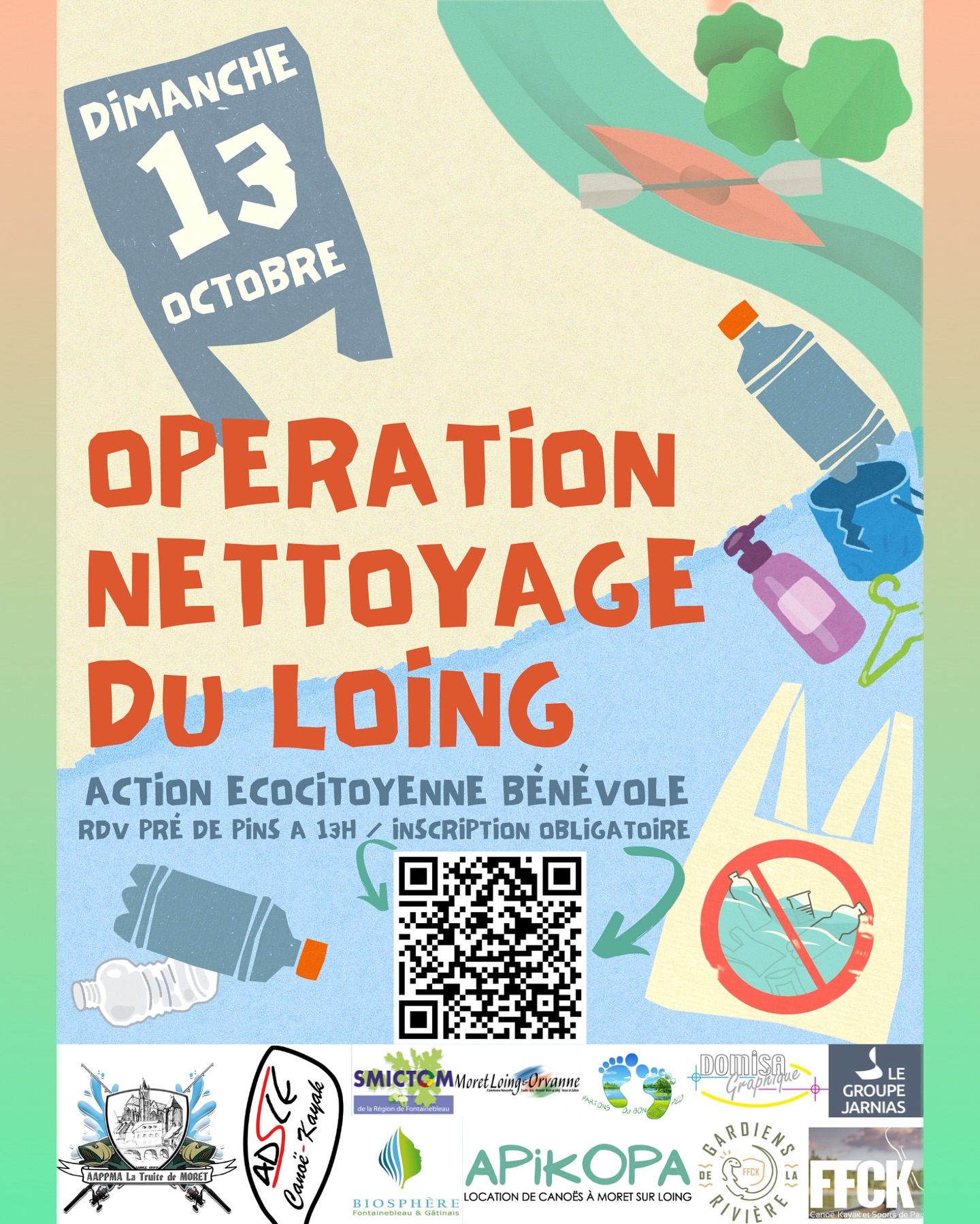 🌊 Opération Nettoyage de Rivière 🌊
🌊Dimanche 13 octobre 🌊
🚨 Cette mission, si vous l’acceptez, ne sera pas une promenade paisible au fil de l’eau ! 🚨
Nous organisons une journée de nettoyage de la rivière, et à cette époque de l’année, c’est bien plus qu’une simple action éco-responsable :
« c’est une véritable mission ! » 🛠️
Les températures estivales sont derrière nous, alors préparez-vous à affronter des conditions plus fraîches ❄️et où vous serez mouillé 💦
Instructions pour les courageux volontaires :
🔹 Équipez-vous pour affronter les éléments, notamment pour le bas du corps : pantalon en Néoprène ou, à minima, pantalon étanche indispensable ! 👖
🔹 Nous fournissons : canoës 🚣♀️, pagaies, gilets, bidons étanches, sacs poubelles, gants de travail 🧤...
🔹 Et pour le transport des troupes, nos « véhicules non-blindés » 🚐 seront de la partie !
🌍 Si votre engagement pour la protection de l’environnement est sans faille, et que vous êtes prêt à relever ce défi, inscrivez-vous dès maintenant via ce lien top-secret défense nationale 🔐 (lol).
Les places sont limitées à 25 personnes ! ⏳
Événement co-organisé avec les pêcheurs de l’@aappma_moret_sur_loing, les sportifs de @ff_canoekayak et l’équipe d’irréductibles de @apikopa_canoe !
Avec le soutien sans faille du @groupejarnias qui aura permis l’achat de pinces à déchets, de sacs et de gants de travail ainsi que le @smictom qui prendra en charge les bacs de collecte et de tri !
♻️♻️♻️
#nettoyage #depollution #action #environnement #preservation #engagement #foryou #pourtoi