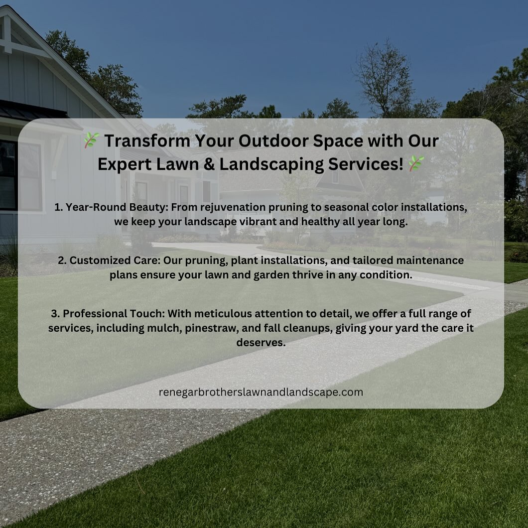 Contact us today for a consultation and make your dream landscape a reality!
#wilmington #leland #castlehayne #landfall #wrightsvillebeach #downtownwilmington #portersneck #carolinabeach #ogden #monkeyjunction #rubbermulch #mulch #chocolatemulch #lawncare #lawnmaintenance #pruning #sod #ilm #portcity #landscaping #landscapes #Wilmingtonnc #commercial #residential