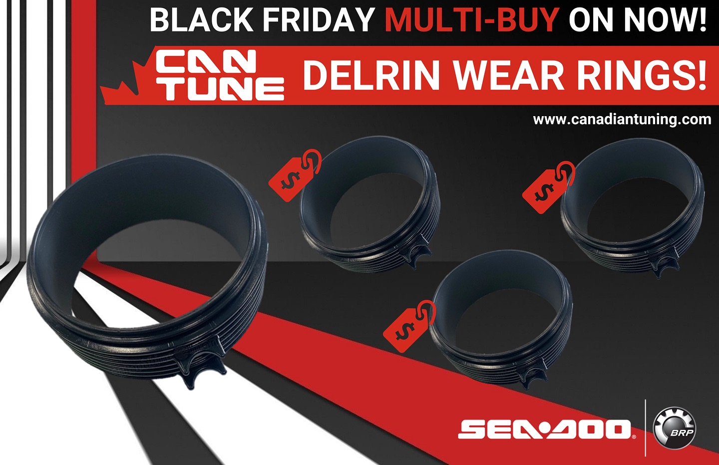 It doesnโt get much hotter than this!!!! Stock up on our Cantune EXCLUSIVE Delrin Wear Rings now while quantities last! ๐๐ฝ https://www.canadiantuning.com/product-page/promo-seadoo-spark-wear-ring