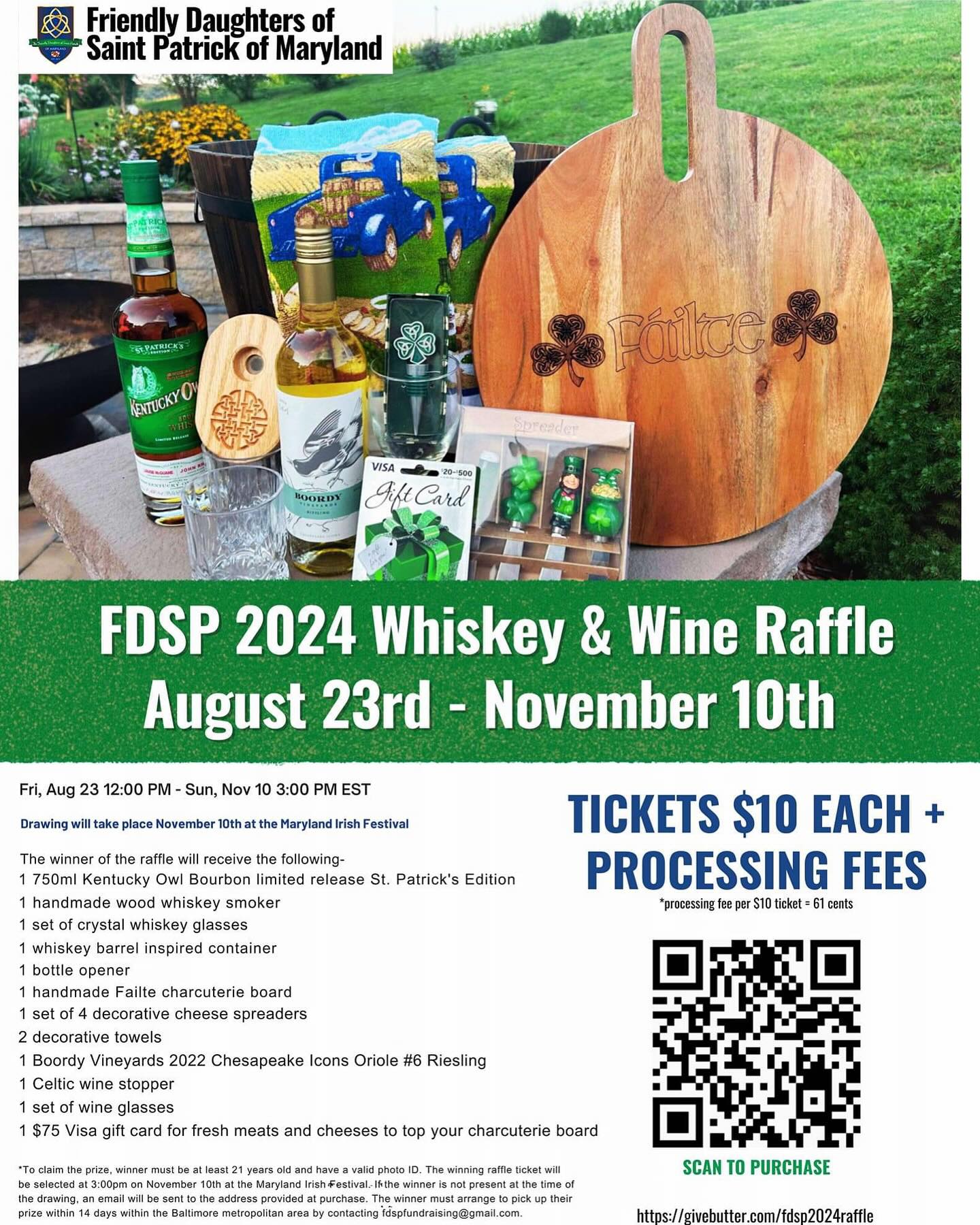 Exciting news!!! Tickets go on sale today at noon for our Fall raffle. A chance to win a special St. Patrick’s Day edition of Kentucky Owl and so much more, for only $10 per ticket! A $500 value all together.