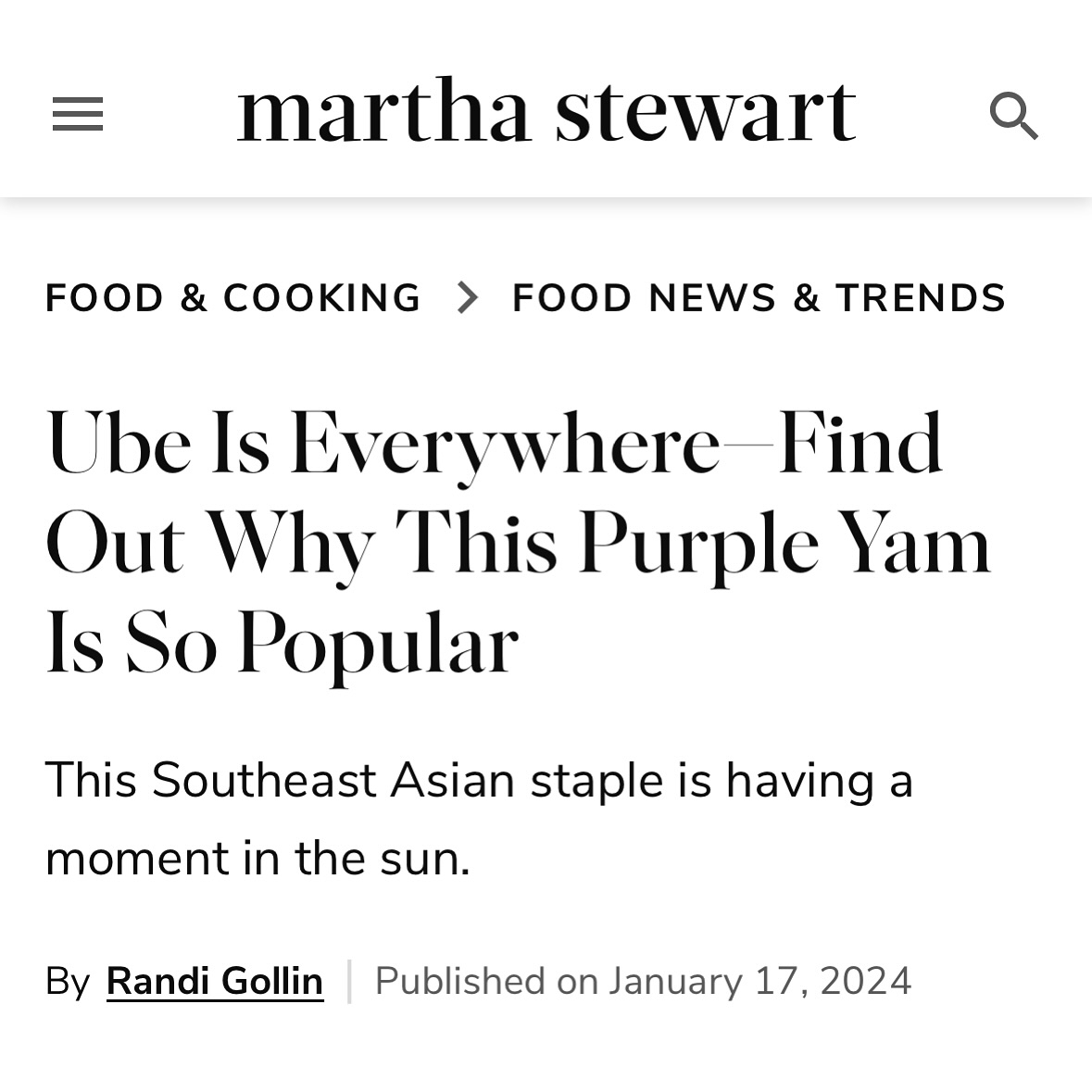 Shared some of our insights on ube for @marthastewart ‼️ Thank you @ps_bkgal for reaching out and including us in this 💜
Link in bio and on our website for full article
#ube #purpleyam #pinoyfood
