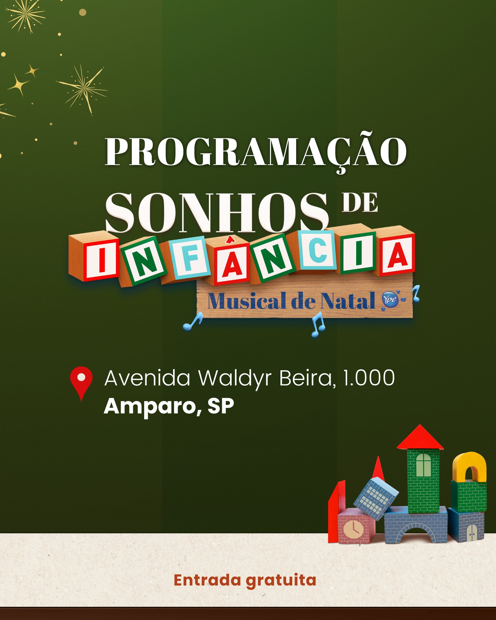 O Natal Ypê convida para uma experiência única e emocionante, despertando memórias felizes da infância e a alegria de brincar.
Nossa decoração de Natal estará aberta ao público de 22 de novembro a 24 de dezembro, às sextas, sábados e domingos, e também nos dias 23 e 24 de dezembro, segunda e terça-feira, das 19h às 22h.
Salve o post e compartilhe com toda a família.
#NatalYpê #SonhosdeInfância #naodeixedesonhar