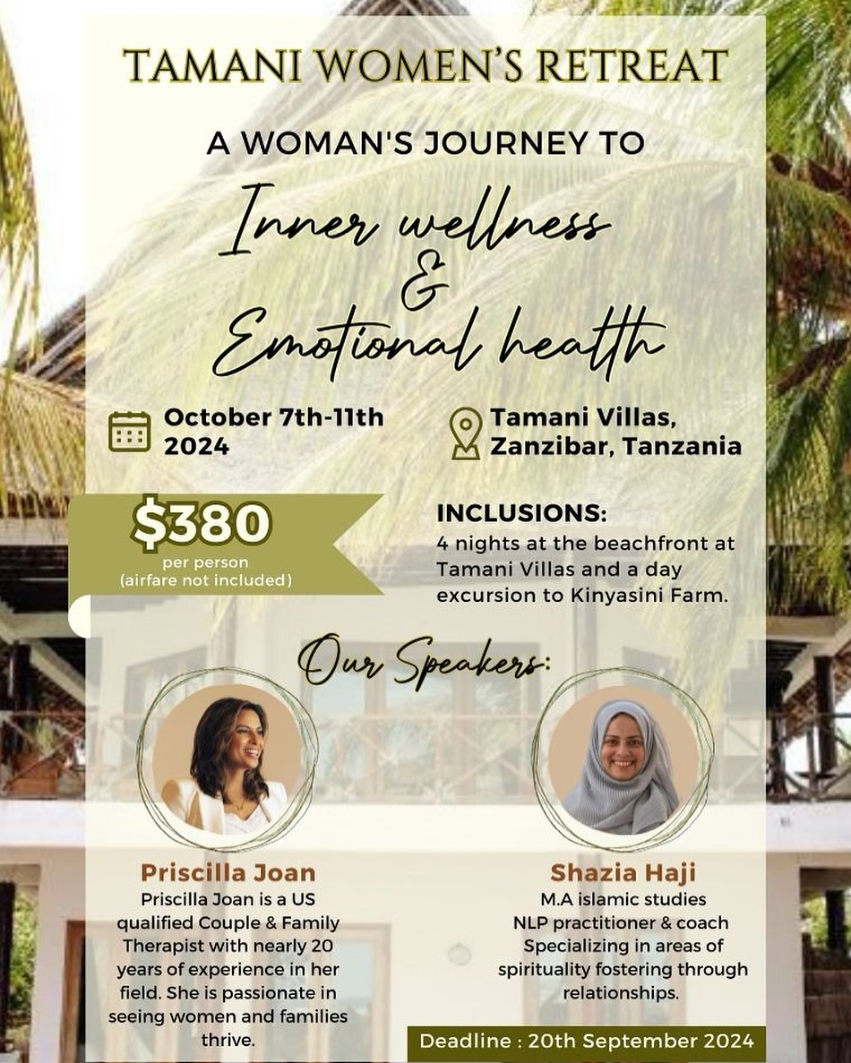 Book your tickets ✈️ we are going on a retreat girls!
It’s an incredible honor and pleasure to be speaking alongside one of my absolute favourites @shazia_haji .
From client, to friend to now certified and qualified NLP coach and practitioner this is a full circle moment of friendship and sisterhood that have spanned over a decade.
.
Don’t miss it ladies you want to be in the room for this!!! I mean come on Zanzibar!!🌴🥥☀️🏝️
Registrations are now open DM to receive details.
.
I can’t wait to see you there! Let’s GO!!