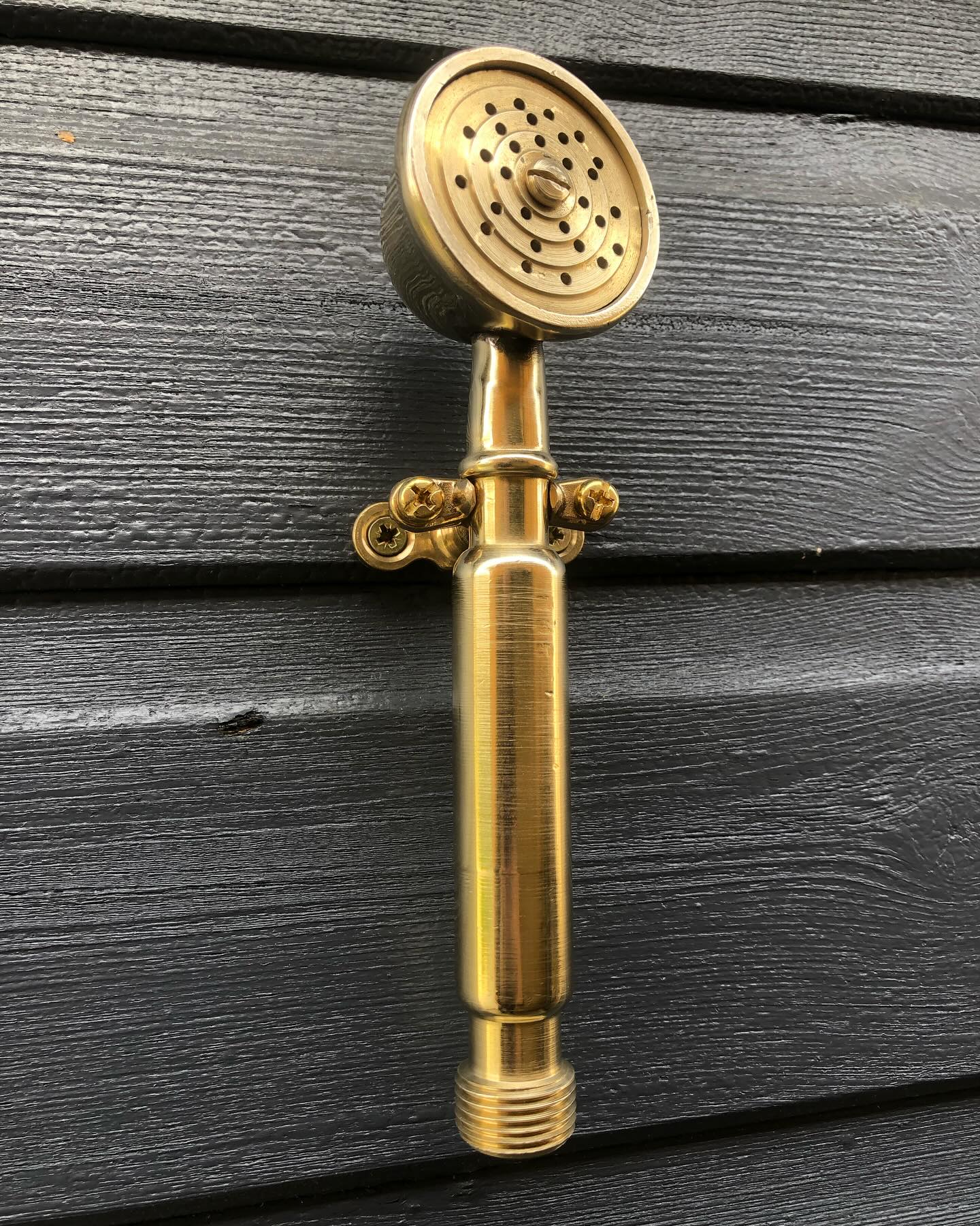 Hand made and hand held solid brass or copper shower sprays - both items are now available at bowstreetinteriors.com #shower #showerspray #bathroom #copperbathroom #brassbathroom #brass #handmadebrass #bespokebathrooms