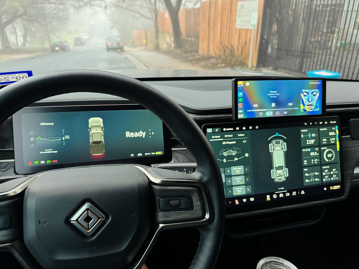 Yo I heard you like screens so we put a screen on your screen on your screen! πππΌπ Rivian refuses to give us CarPlay so Iβm going to give this a shot thanks to @evsportline. Easy to install and easy to remove as well which is nice. So far Iβm a fan.