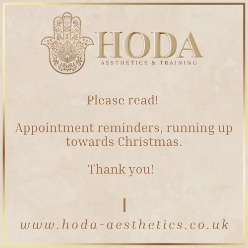 ๐๐ฎ๐ฌ๐ญ ๐ ๐ซ๐๐ฆ๐ข๐ง๐๐๐ซ!
Hey guys hope you are all good enjoying the sunshine this weekโ๏ธ
Any one that needs Botox and thinking getting the treatment done for Christmas.
My last working day before Christmas is 21st of December, so when you book please make sure bookings are two to three weeks before I finish incase any one needs review/top up.
Same goes to skin and eye boosters if you require 2 sessions please make sure itโs booked three to fours weeks for your second one before my last working day.
Lastly, if you need any treatments done before Christmas please get booking as Iโll get booked up, unfortunately I wonโt be adding any extra days as Iโm at Uni need remain focused not let it eat into my studies.
I am back to taking clients again from 10th of February, my booking system isnโt open for 2025 yet, as my booking system doesnโt allow me to open that far ahead.
Thanks Hoda xxx