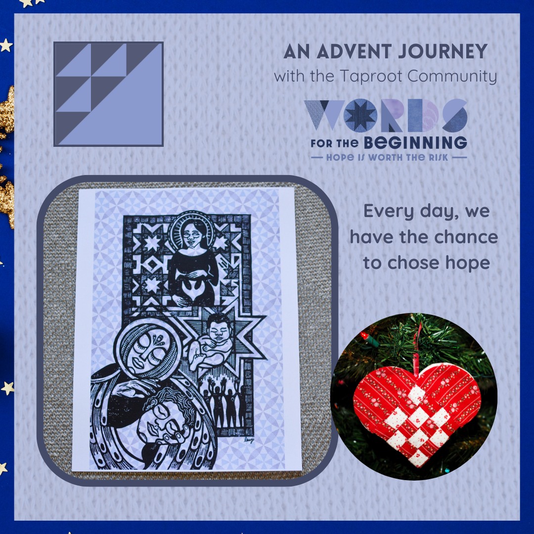 Dec 22nd: âThe angel holds Joseph as his dream unfolds in quilted vignettes. At the top, Mary gazes ahead, pondering her role in welcoming the Son of God into the world. Below, a squishy baby Jesus peacefully rests as his glory shines on a longing world eager to soak up the light of Emmanuel. Just as a dream holds layers of meaning, this image reflects more than the sum of its partsâŠ
In my image, I want to reclaim the imagery of stars and lilies to represent how Mary is a brilliant, shining example of radical faithfulness in the face of every possible earthly fear. Lilies are resourceful, hearty plants which represent rebirth across cultures. I would argue that Mary is resilient in the face of an impossible task, and in many ways, the entire story of the people of God is reborn through Maryâs bravery.â
âfrom the artistâs statement for âJosephâs Dreamâ by Rev. Lauren Wright Pittman, inspired by Matthew 1:18-25 | @sanctifiedart
#cultivateresilience #sharethelove #communitysupport #bebold #loveoutloud #taproot_pnw #journeytogether #advent #choosehope