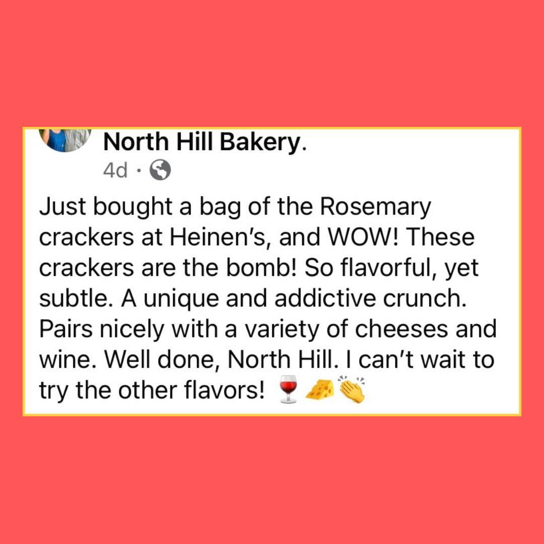 Thank you to this customer for sharing her review. So glad she thinks they are the 💣 💥, we do too! Each batch is handmade with care by our small team of bakers. We take pride in plucking each rosemary sprig for that fresh flavor!
#crackers #smallbusiness #supportlocal #cleveland #eatlocal #sourdoughstarter #ohio #ThankYou #charcuterie #snacks #rosemary #yum #review