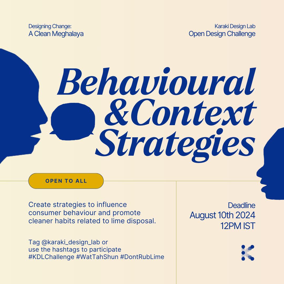 Unlock new dimensions with Behavioural and Context Strategies! 🔍
Dive into the Behavioural & Context Strategies category of our challenge and showcase your innovative approaches. We’re looking for:
🧠 Solutions rooted in behavioural insights
✨ Strategies that have measurable outcomes
🌟 Approaches that involve community stakeholders
🔍 Cultural and context-aware design ideas
Participate by tagging us @karaki_design_lab and using the hashtags #KDLChallenge #WatTahShun #DontRubLime.
Redefine how we engage as communities in Meghalaya!
#DesignChallenge #BehaviouralDesign #InnovativeDesign #CreativeSolutions #SustainableDesign #DesignForChange #DesignInspiration #MakerMovement #DesignCommunity #DesignWithPurpose #CraftingCulture #HumanCenteredDesign #DesignThinking #MeghalayaDesign
